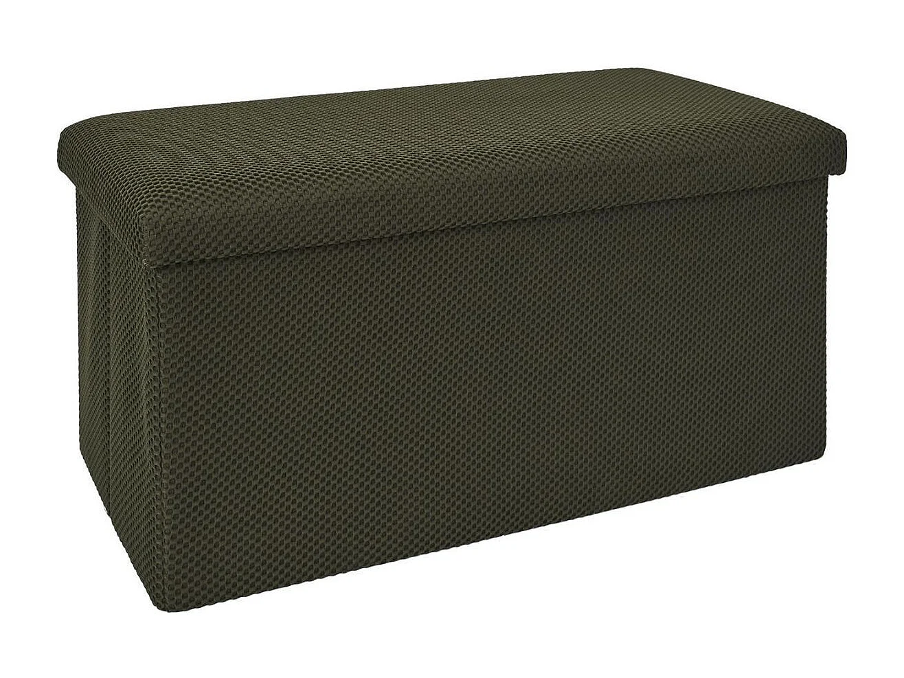 Banc coffre pliable en tissu texturé maille 3D kaki - ELECTRON