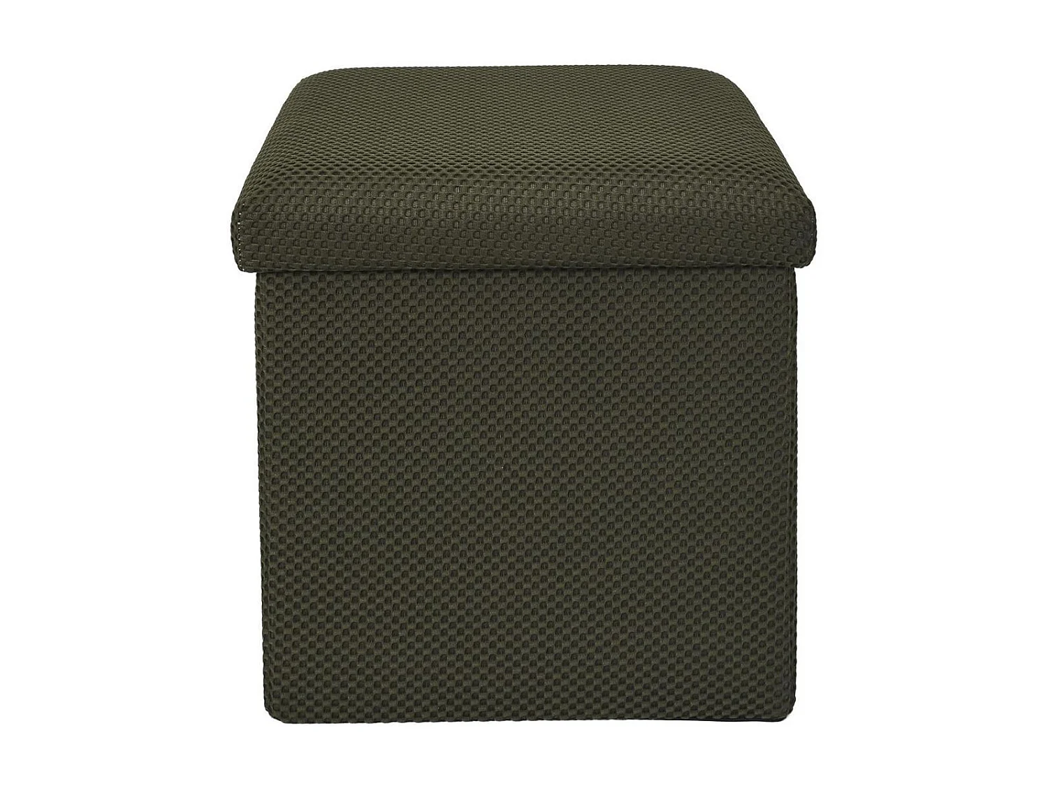 Pouf coffre carré pliable en tissu texturé maille 3D kaki - ELECTRON