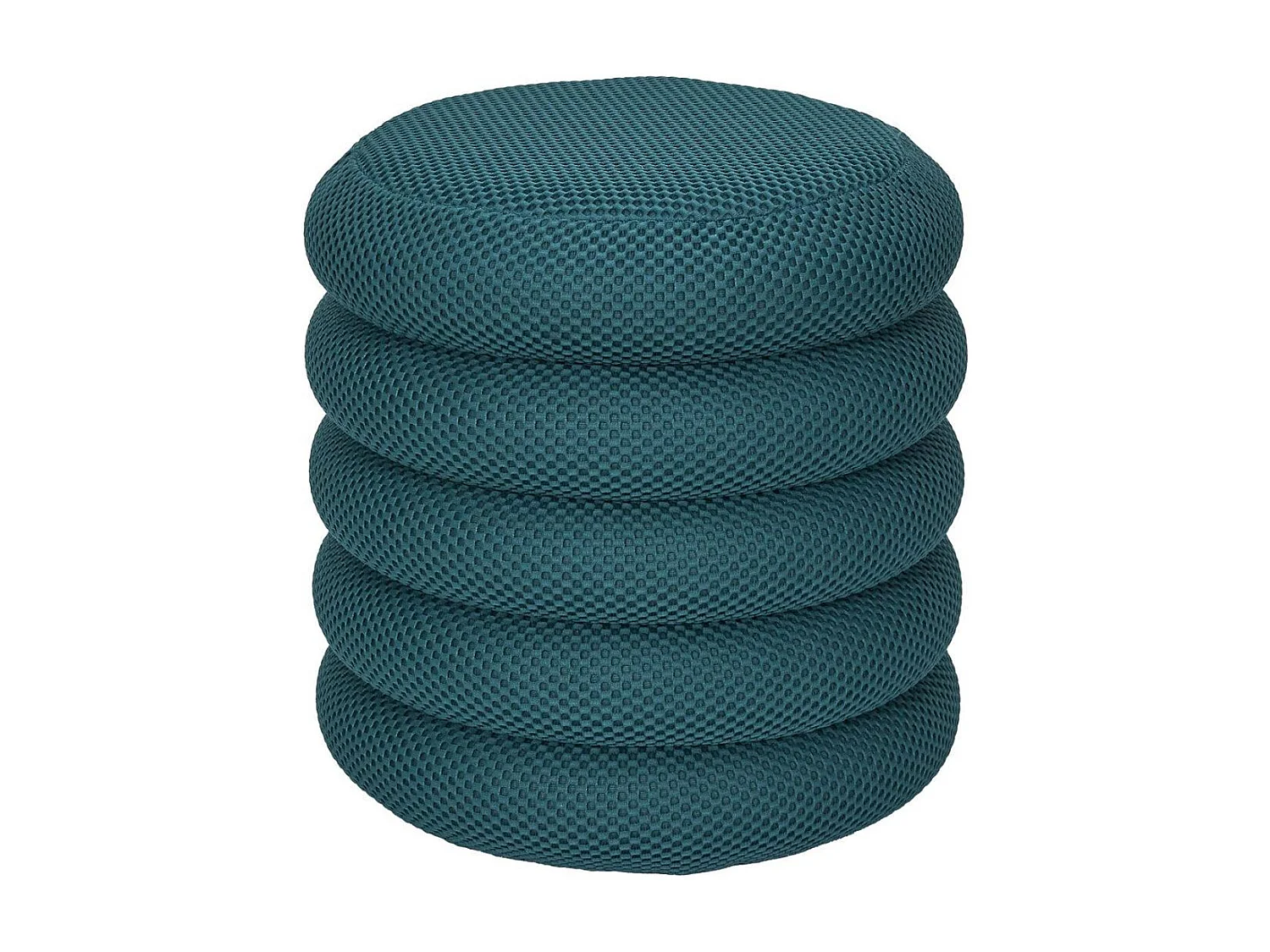 Pouf rangement rond en tissu texturé maille 3D bleu - ELECTRON