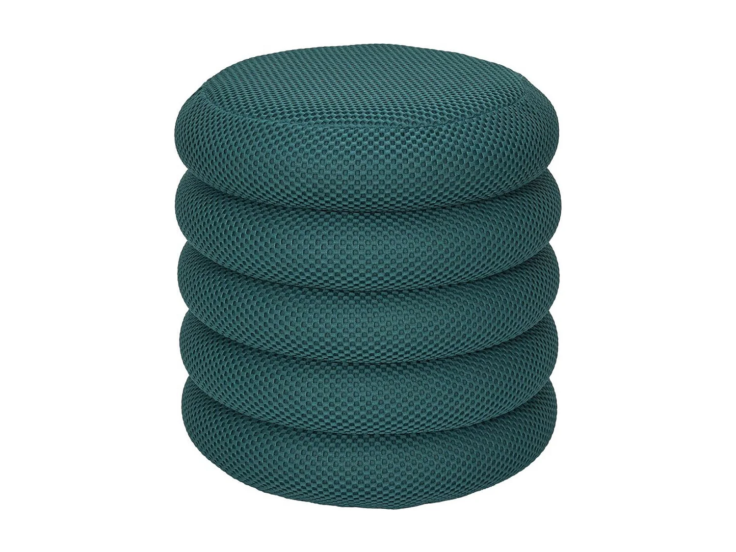 Pouf rangement rond en tissu texturé maille 3D bleu - ELECTRON