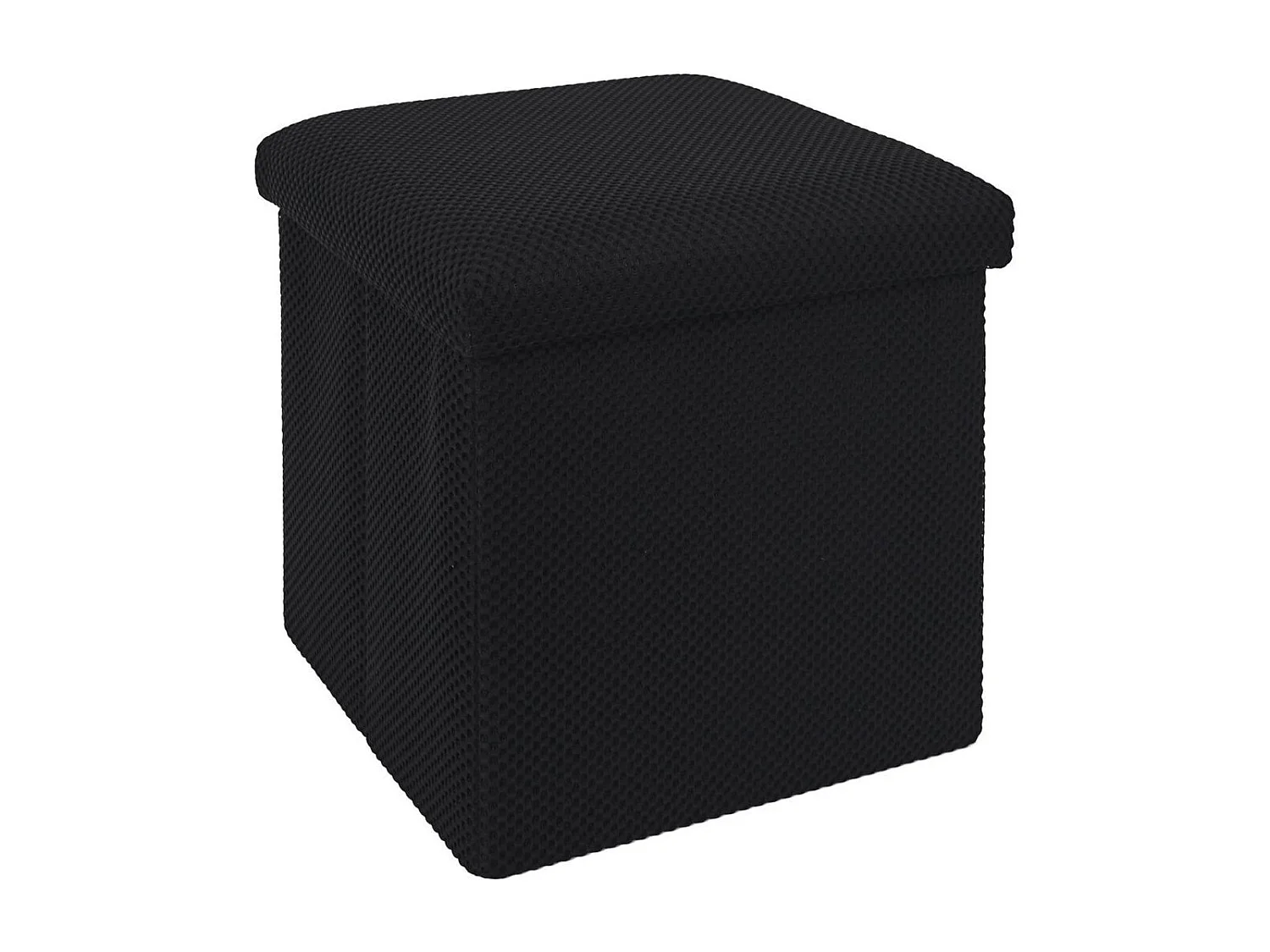 Pouf coffre carré pliable en tissu texturé maille 3D noir - ELECTRON