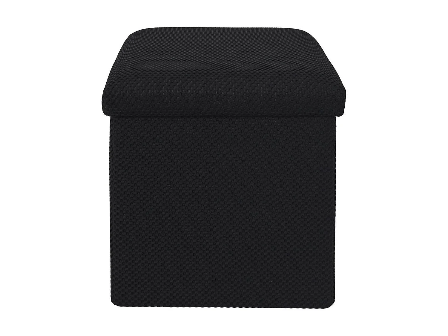 Pouf coffre carré pliable en tissu texturé maille 3D noir - ELECTRON