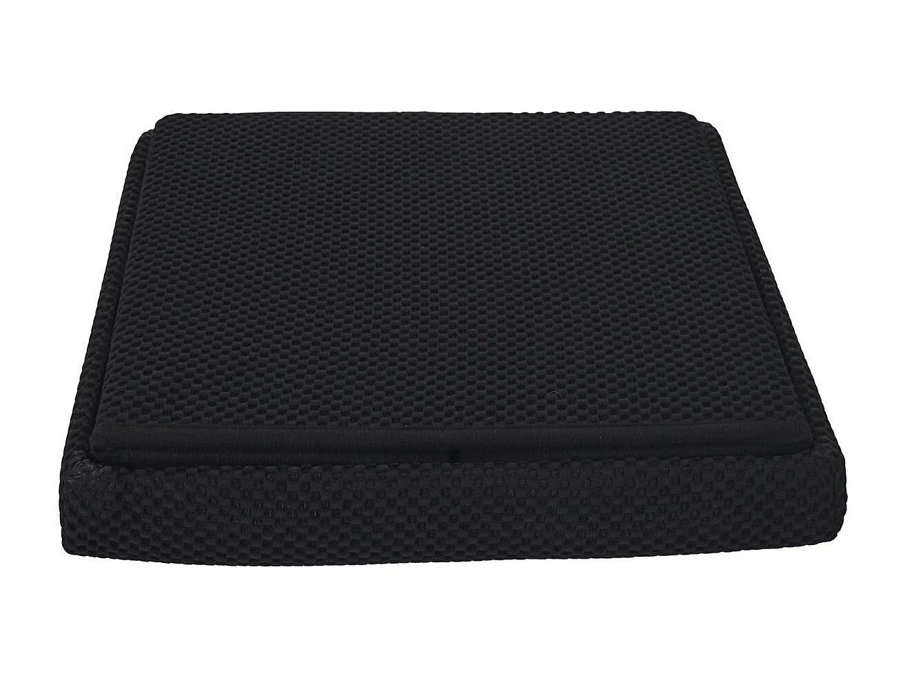 Pouf coffre carré pliable en tissu texturé maille 3D noir - ELECTRON