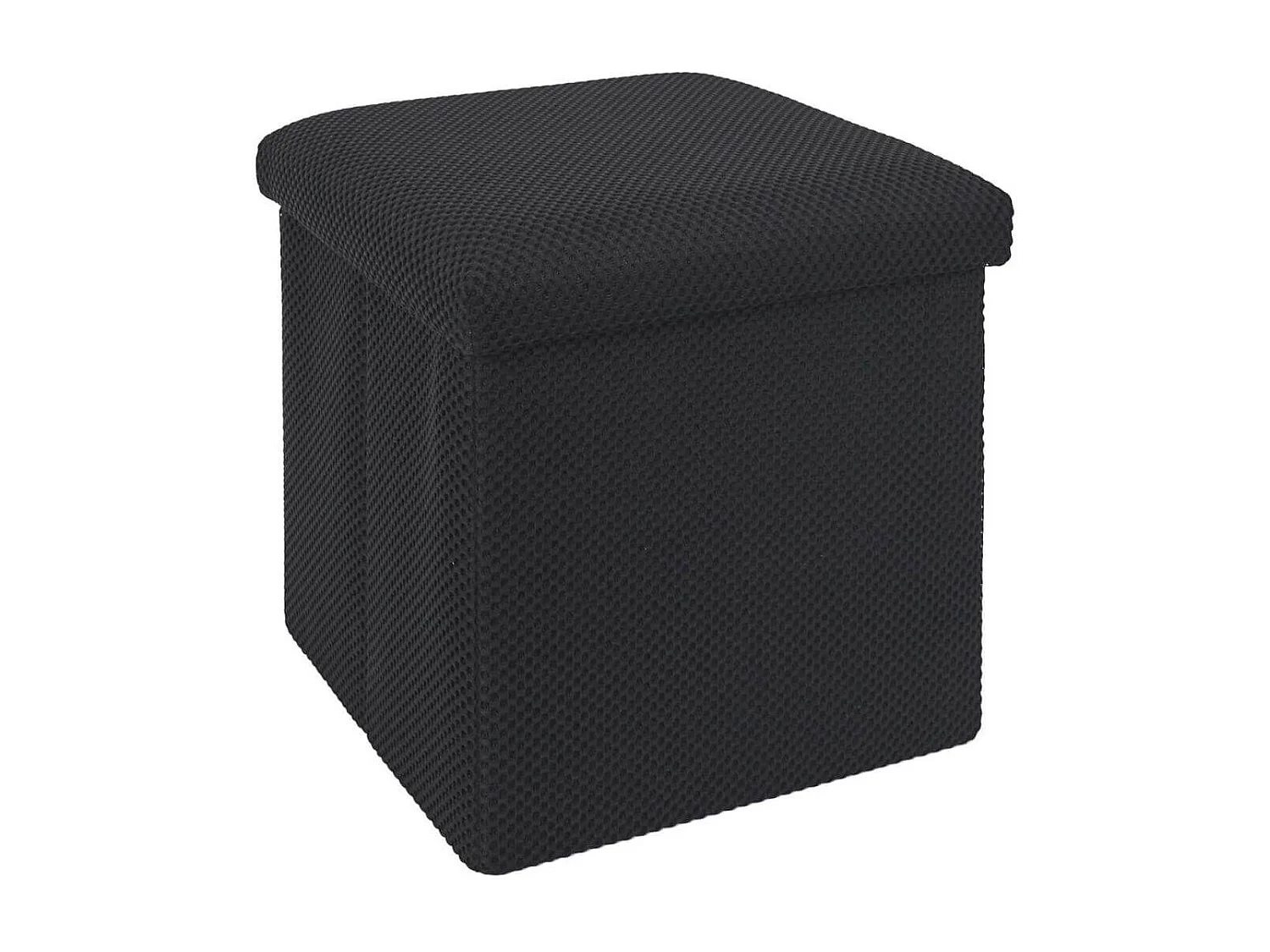 Pouf coffre carré pliable en tissu texturé maille 3D noir - ELECTRON