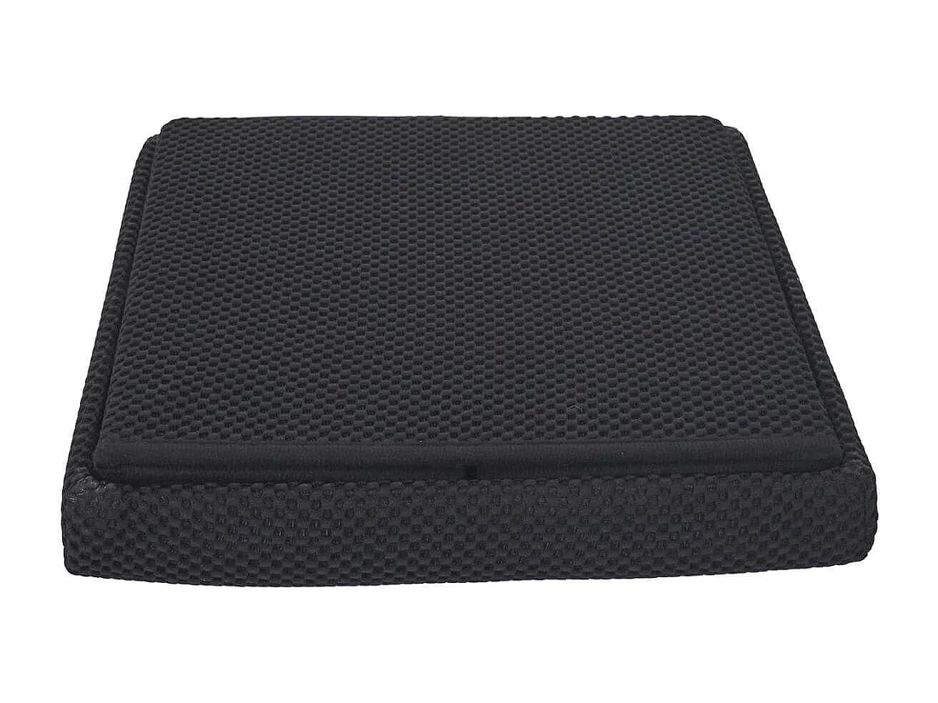 Pouf coffre carré pliable en tissu texturé maille 3D noir - ELECTRON