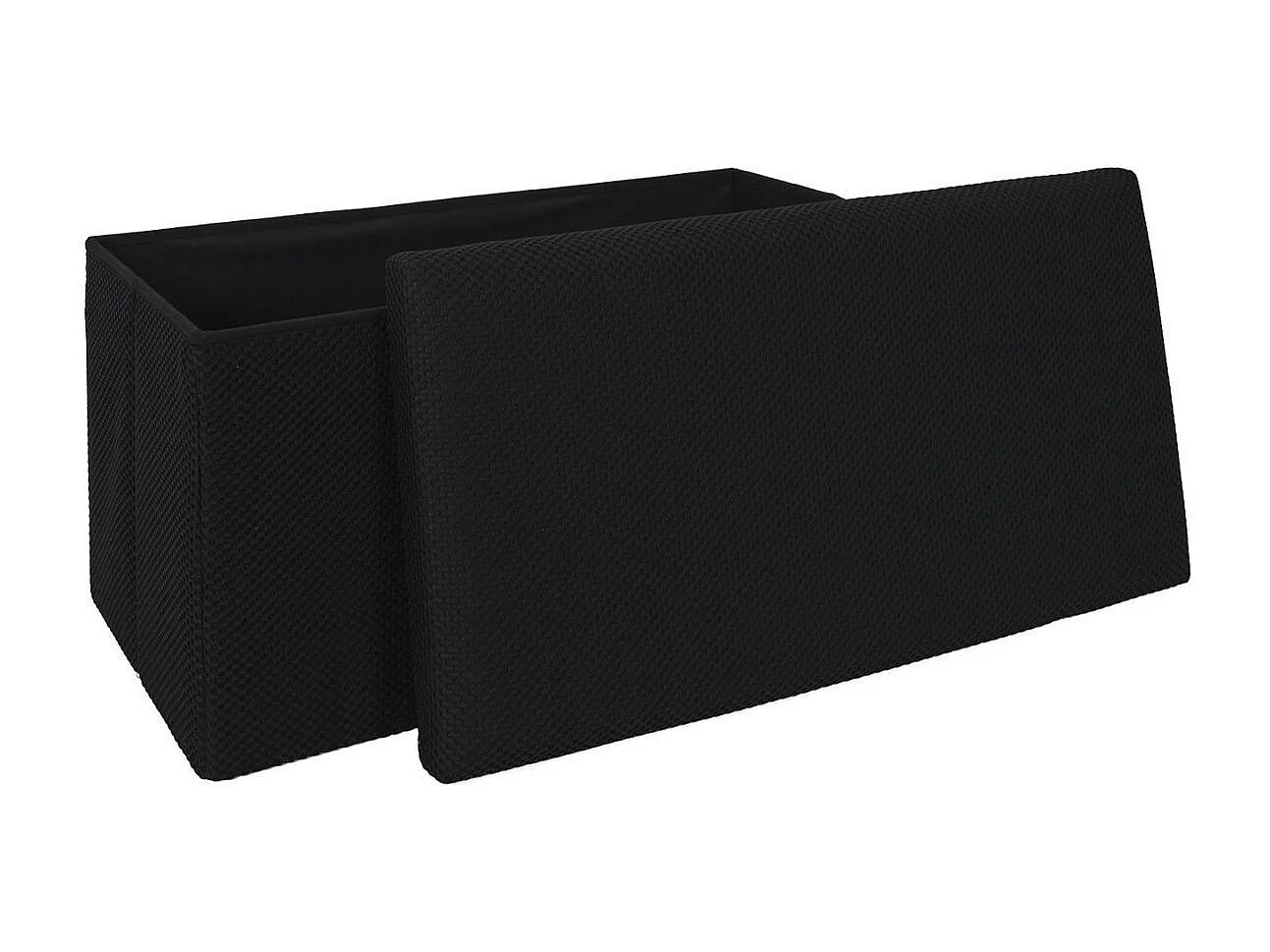 Banc coffre pliable en tissu texturé maille 3D noir - ELECTRON