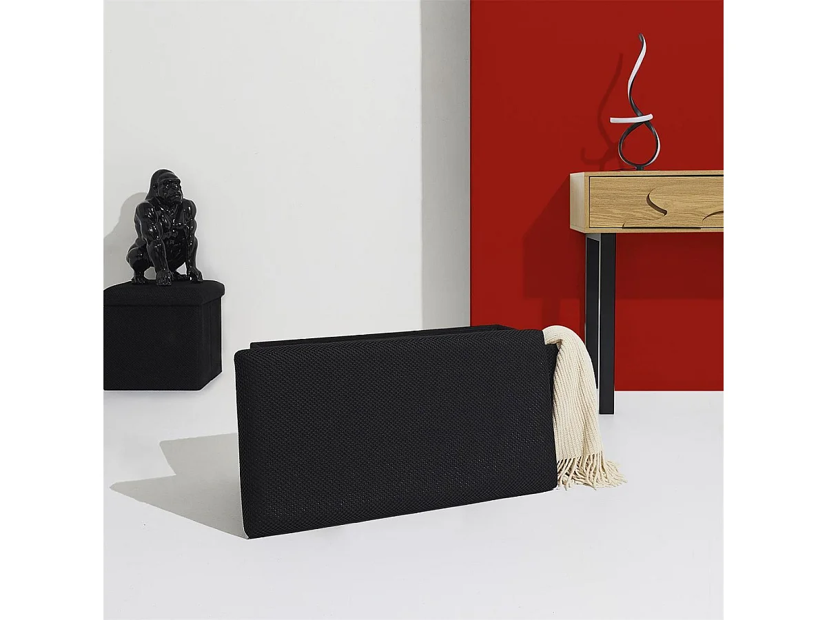 Banc coffre pliable en tissu texturé maille 3D noir - ELECTRON