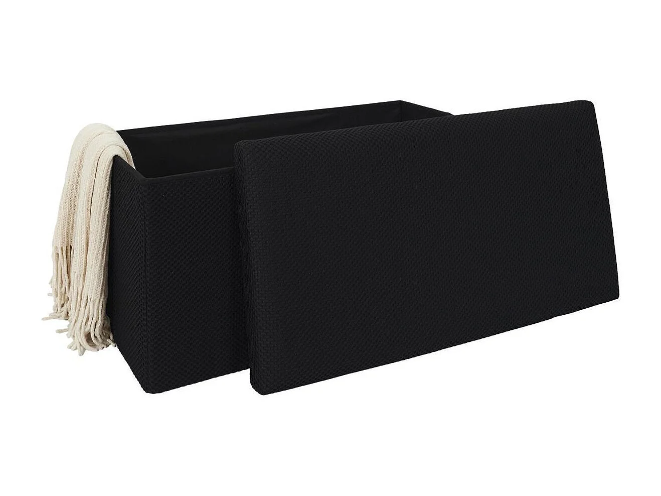 Banc coffre pliable en tissu texturé maille 3D noir - ELECTRON