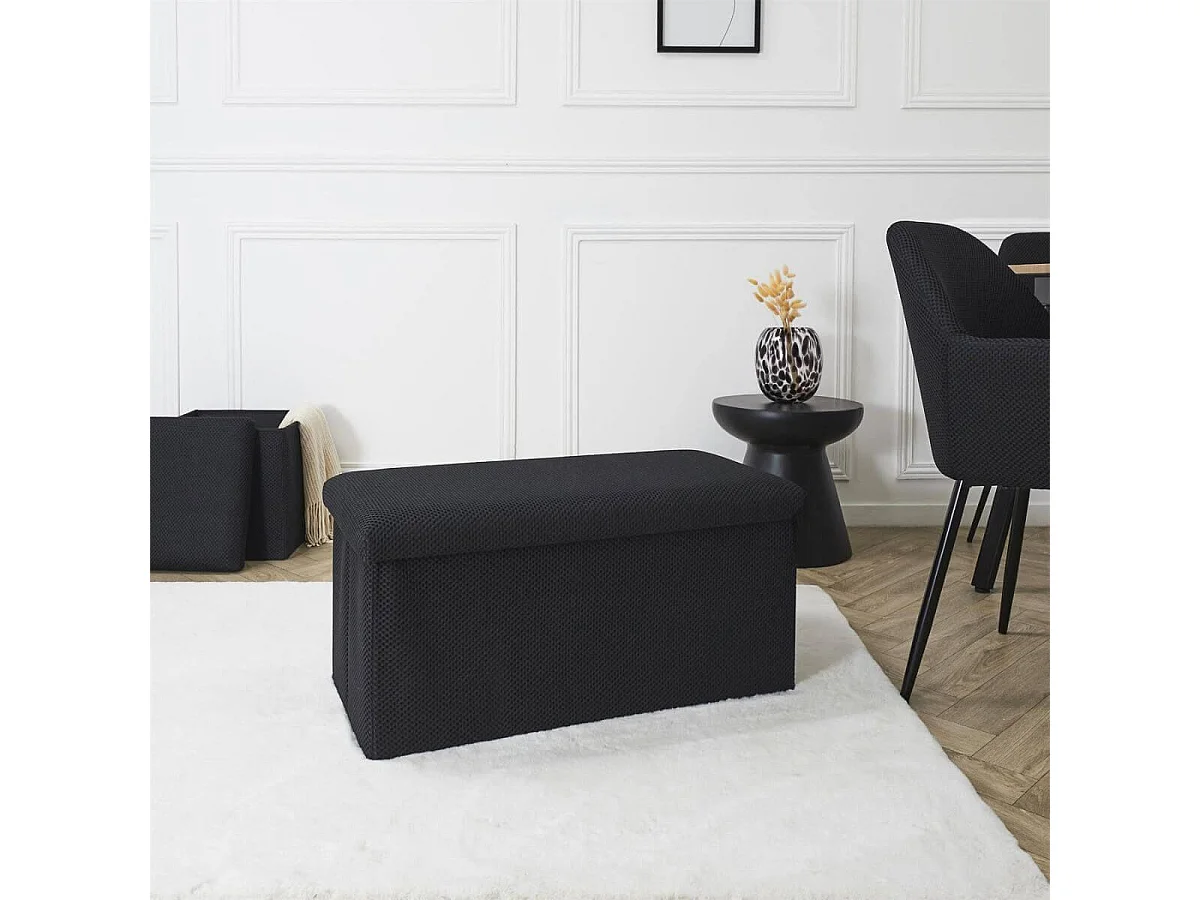 Banc coffre pliable en tissu texturé maille 3D kaki - ELECTRON