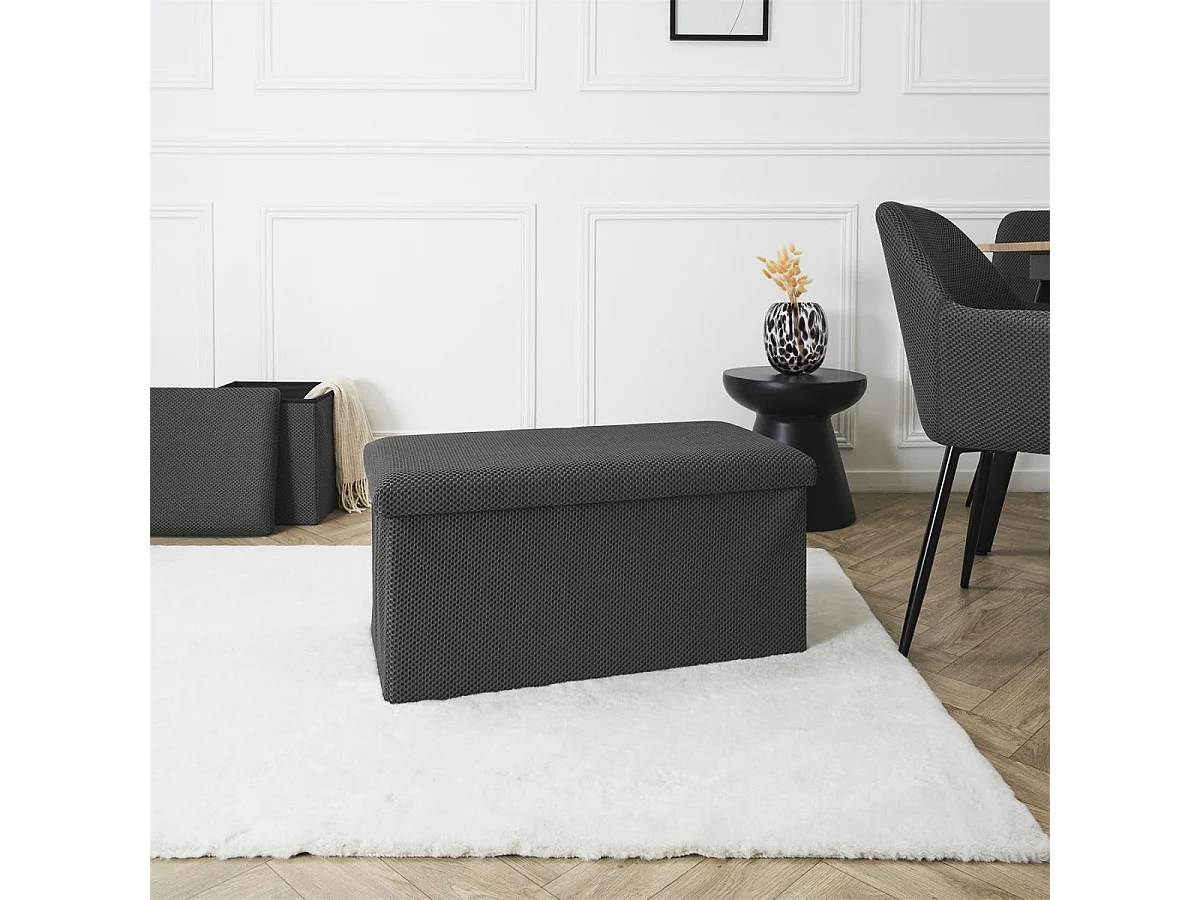 Banc coffre pliable en tissu texturé maille 3D gris - ELECTRON