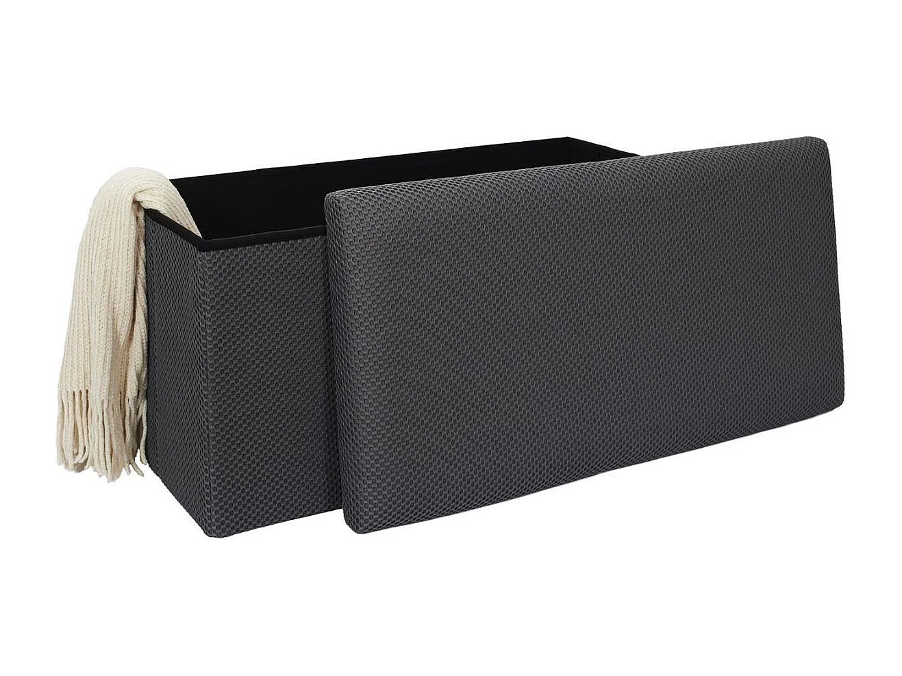 Banc coffre pliable en tissu texturé maille 3D gris - ELECTRON