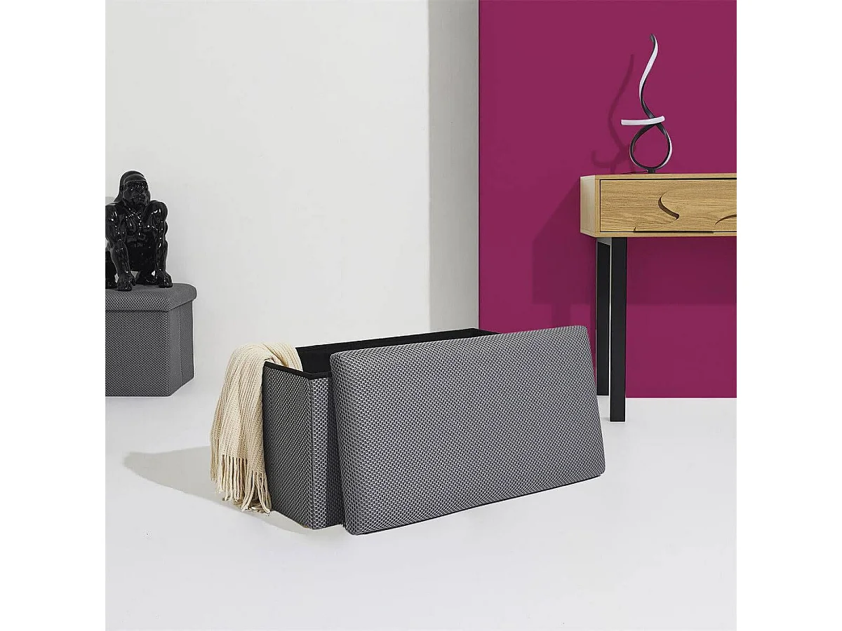 Banc coffre pliable en tissu texturé maille 3D gris - ELECTRON