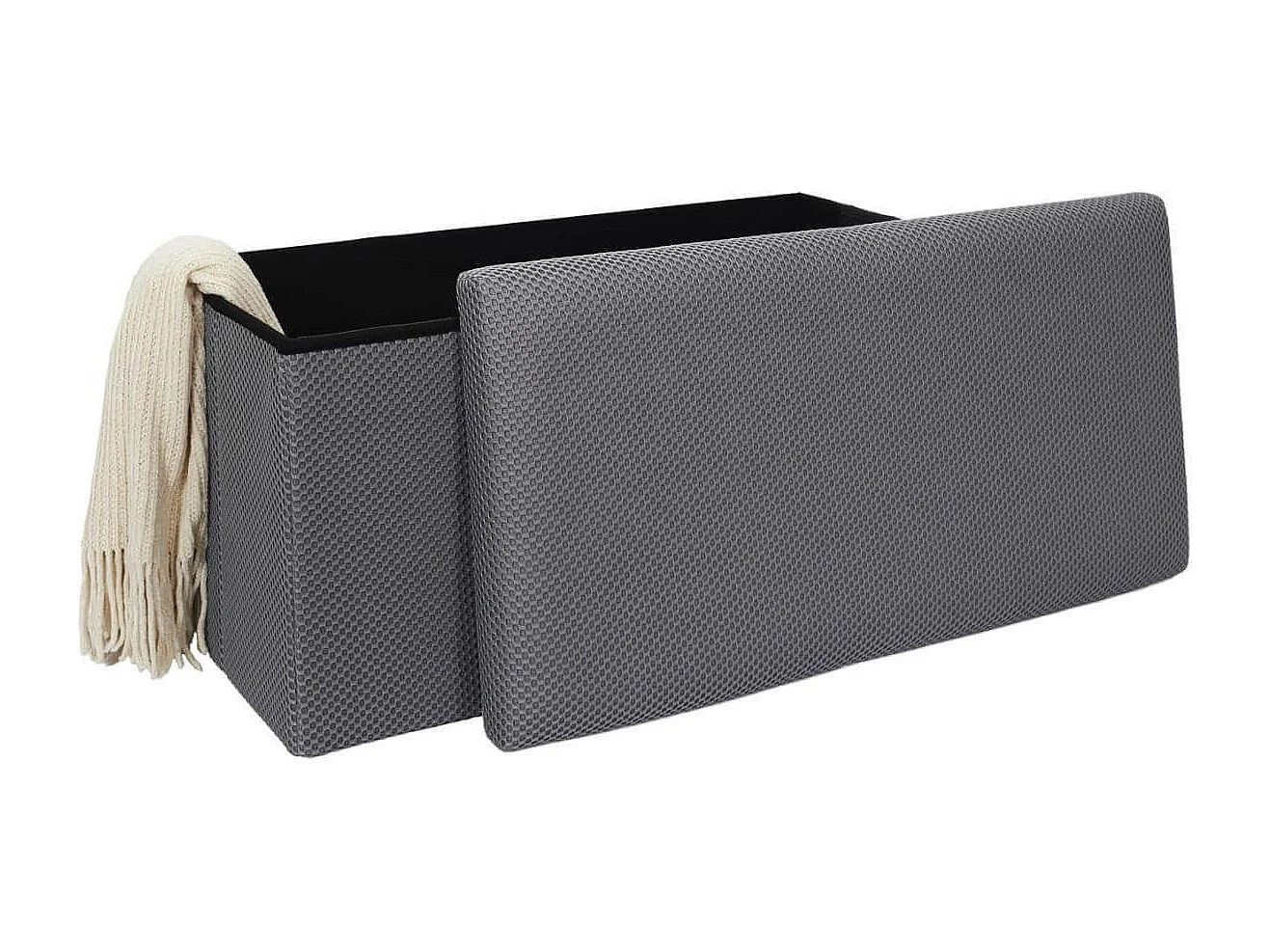 Banc coffre pliable en tissu texturé maille 3D gris - ELECTRON