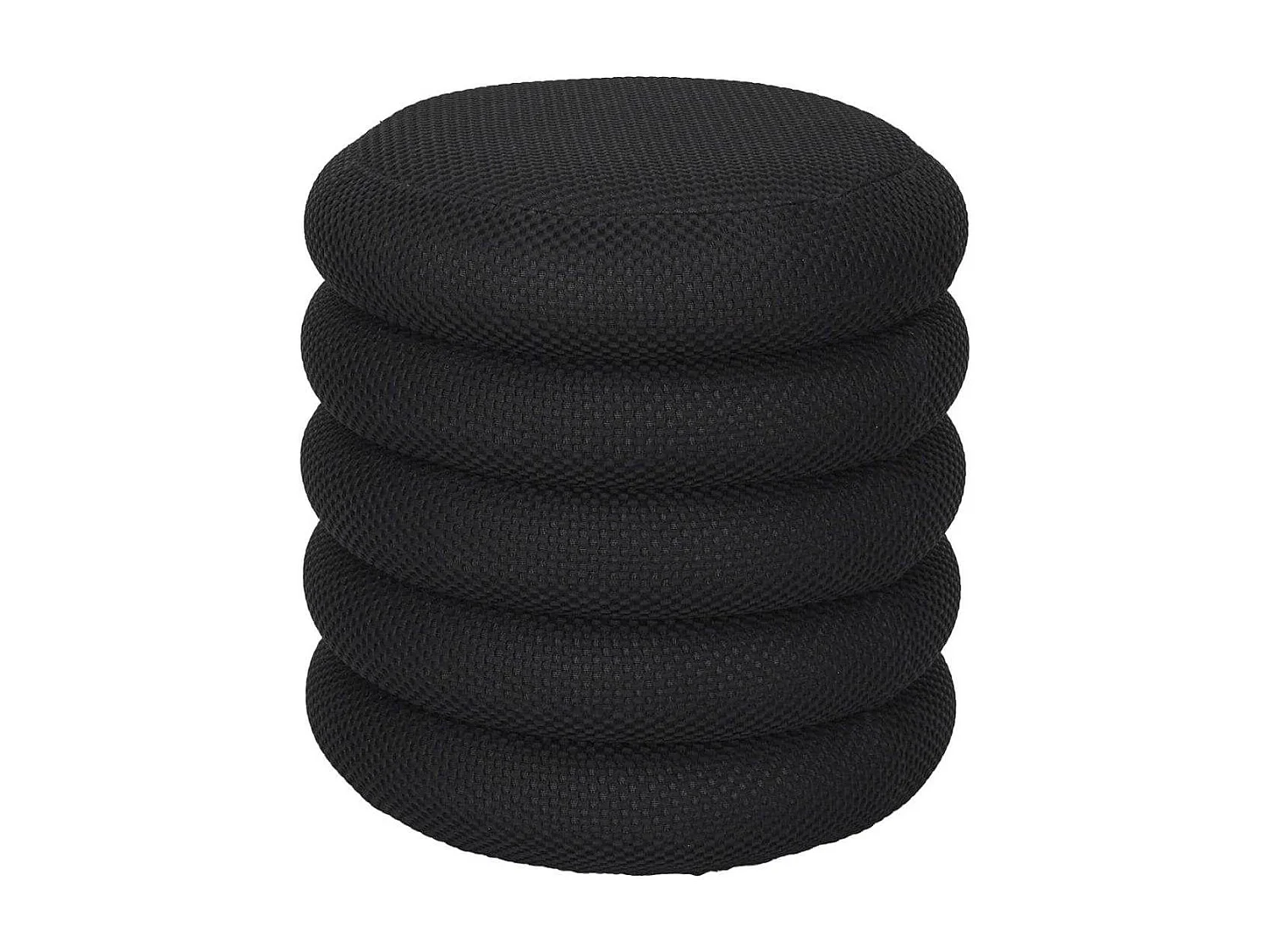 Pouf rangement rond en tissu texturé maille 3D noir - ELECTRON