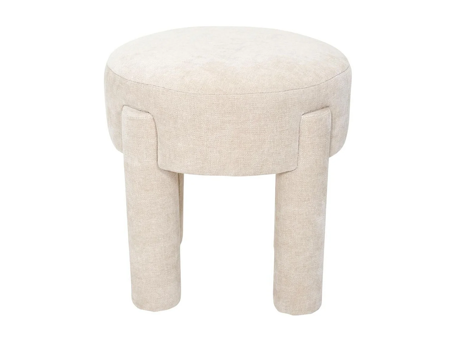 Tabouret d'appoint rembourré et tissu toucher doux beige - STUBBY