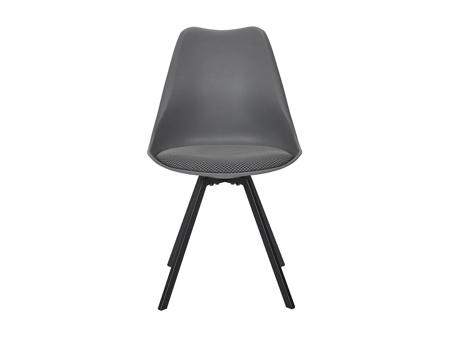 Lot de 4 chaises coque plastique et coussin en tissu texturé maille 3D gris - ELECTRON