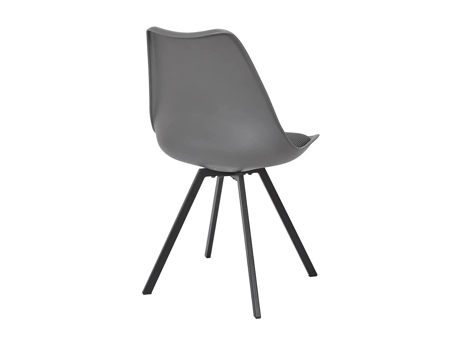 Lot de 4 chaises coque plastique et coussin en tissu texturé maille 3D gris - ELECTRON