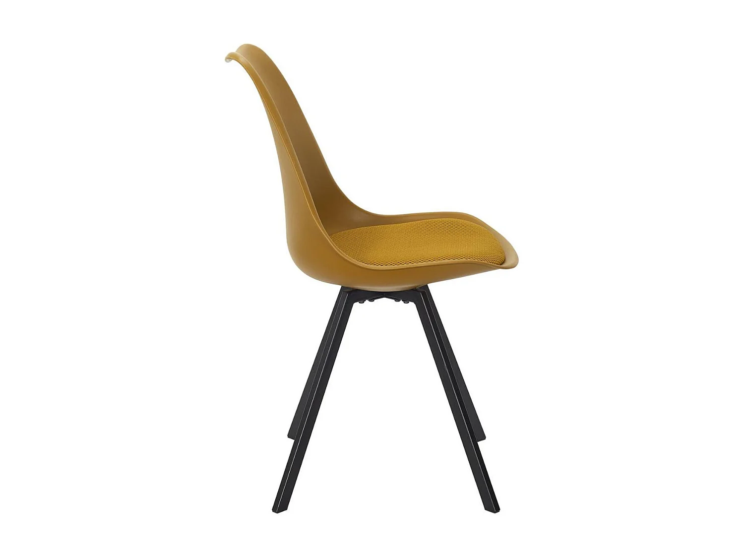 Lot de 4 chaises coque plastique et coussin en tissu texturé maille 3D jaune - ELECTRON