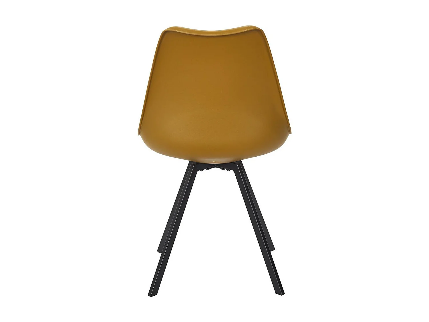 Lot de 4 chaises coque plastique et coussin en tissu texturé maille 3D jaune - ELECTRON