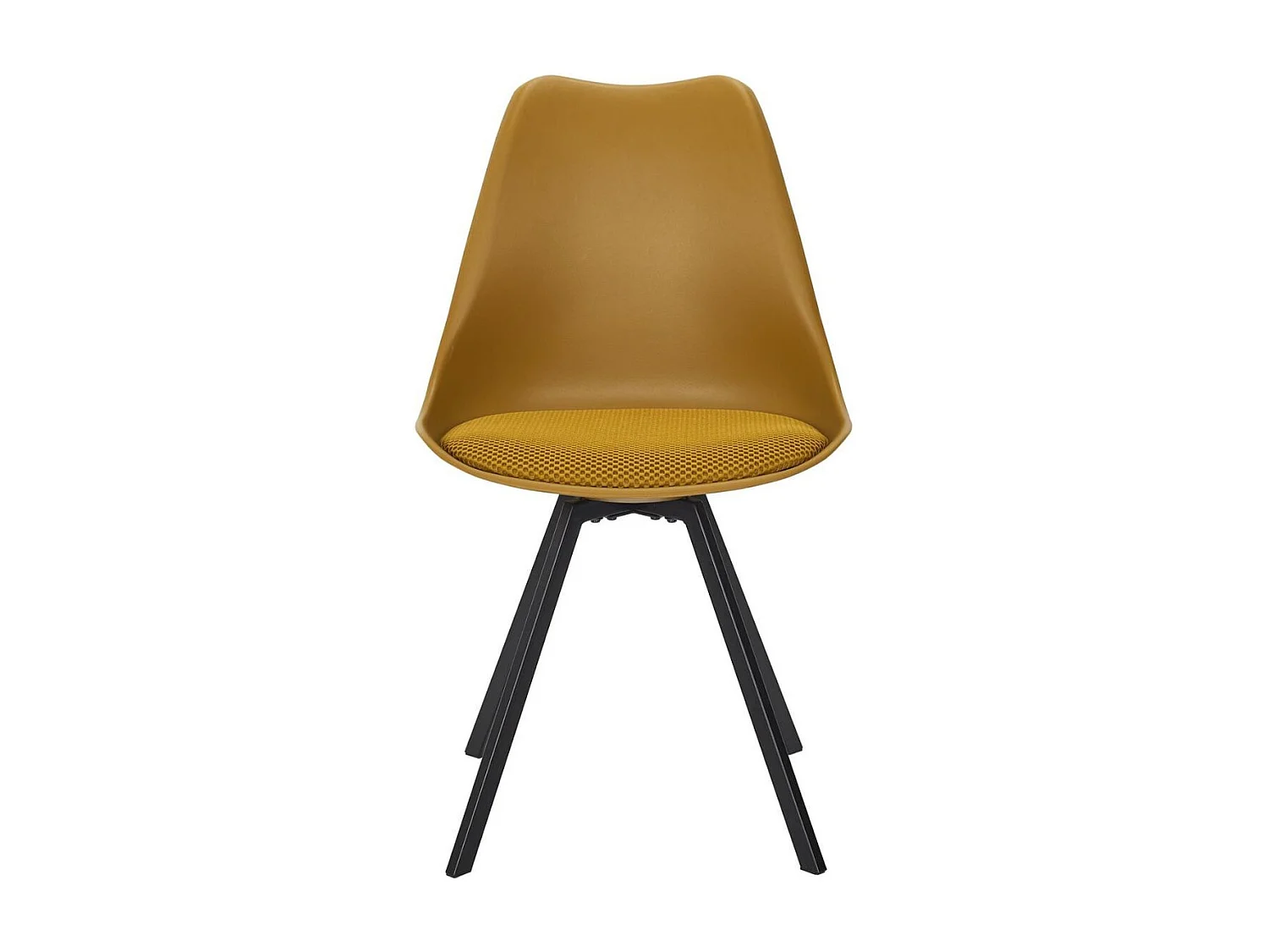 Lot de 2 chaises coque plastique et coussin en tissu texturé maille 3D jaune - ELECTRON