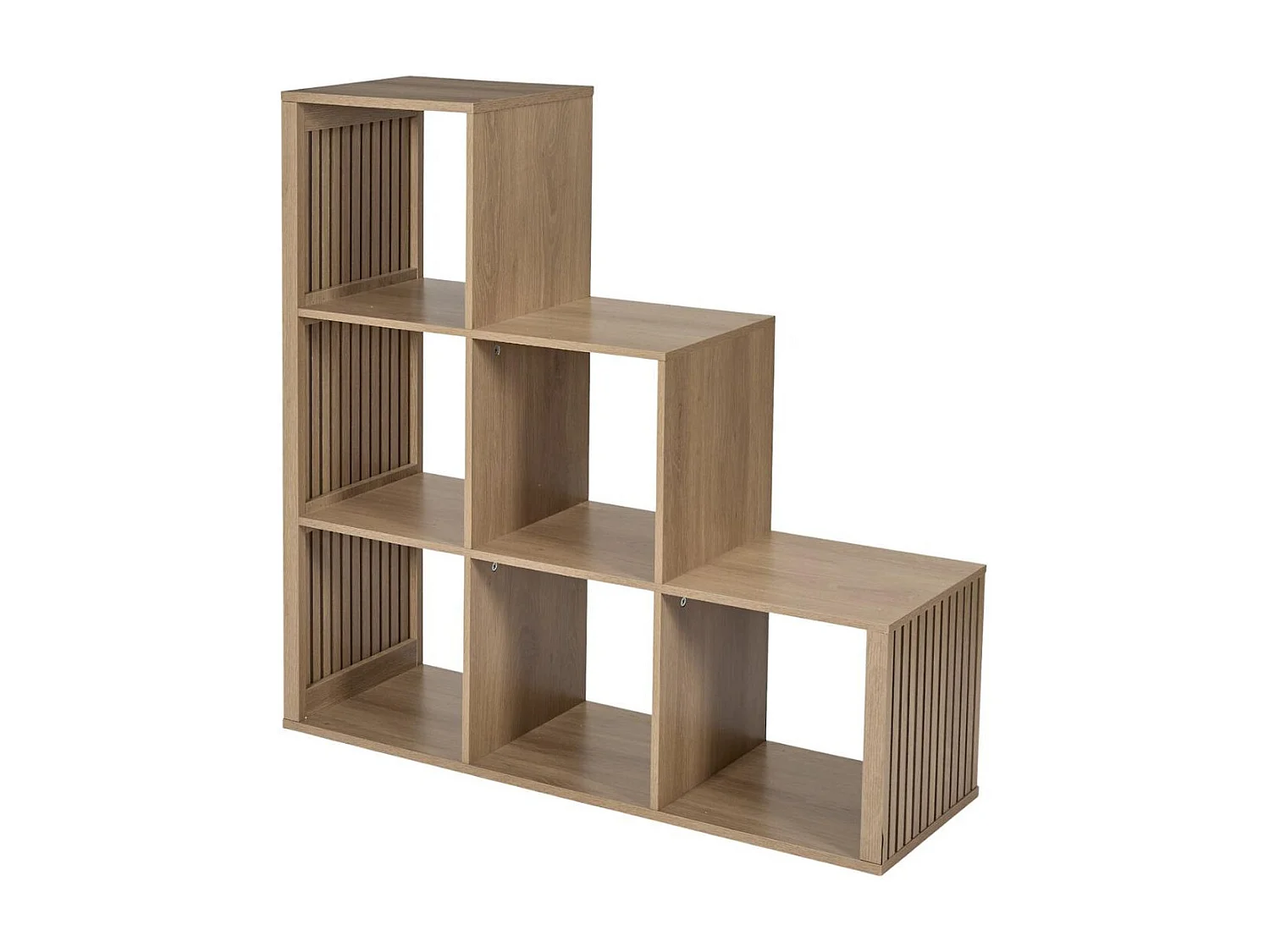 Rangement 6 Cases escalier effet bois avec tasseaux - PAJAN