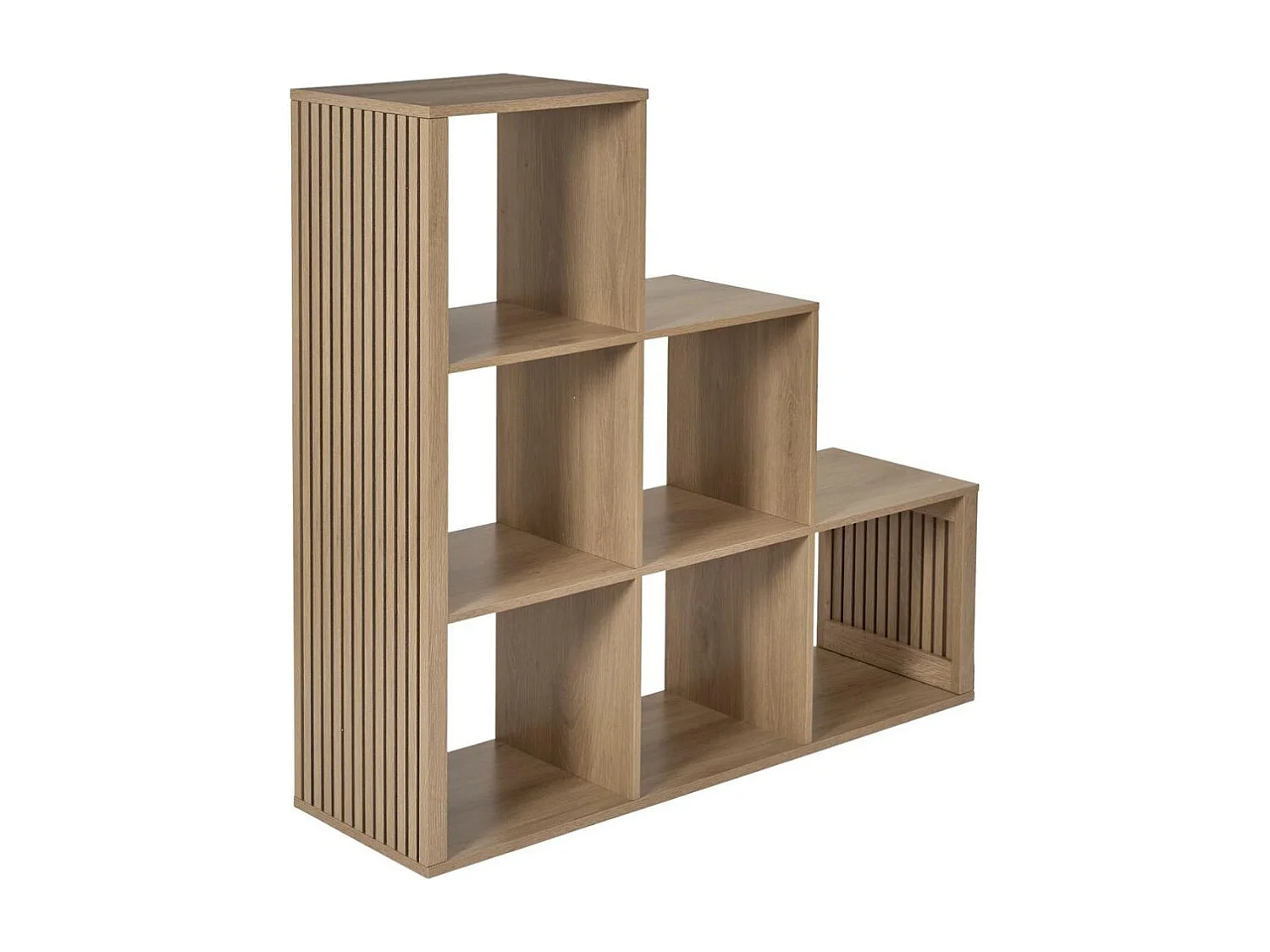 Rangement 6 Cases escalier effet bois avec tasseaux - PAJAN