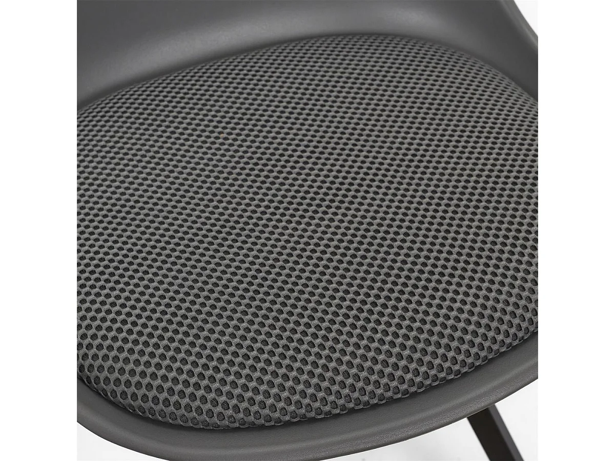 Lot de 2 chaises coque plastique et coussin en tissu texturé maille 3D gris - ELECTRON