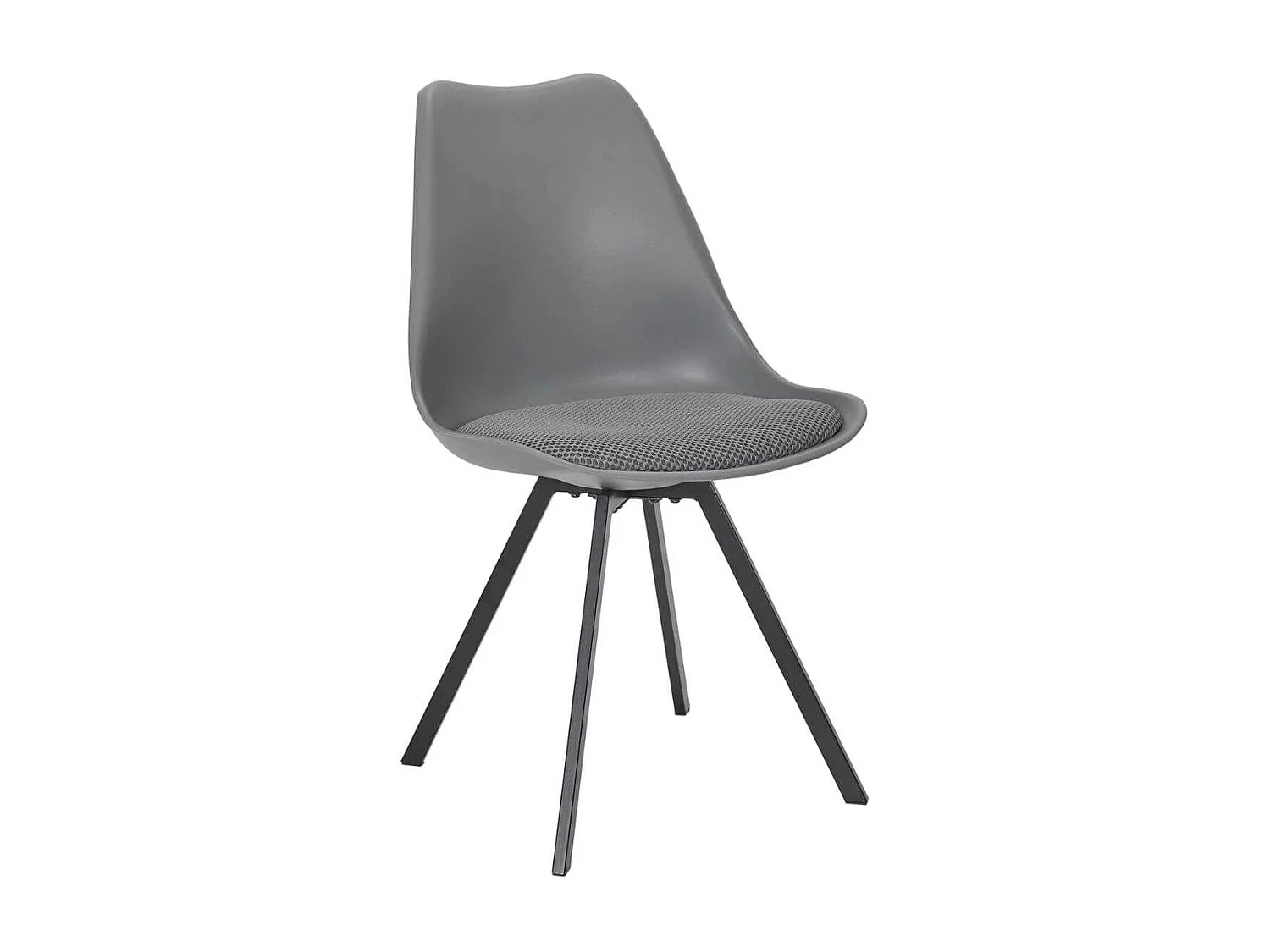 Lot de 2 chaises coque plastique et coussin en tissu texturé maille 3D gris - ELECTRON