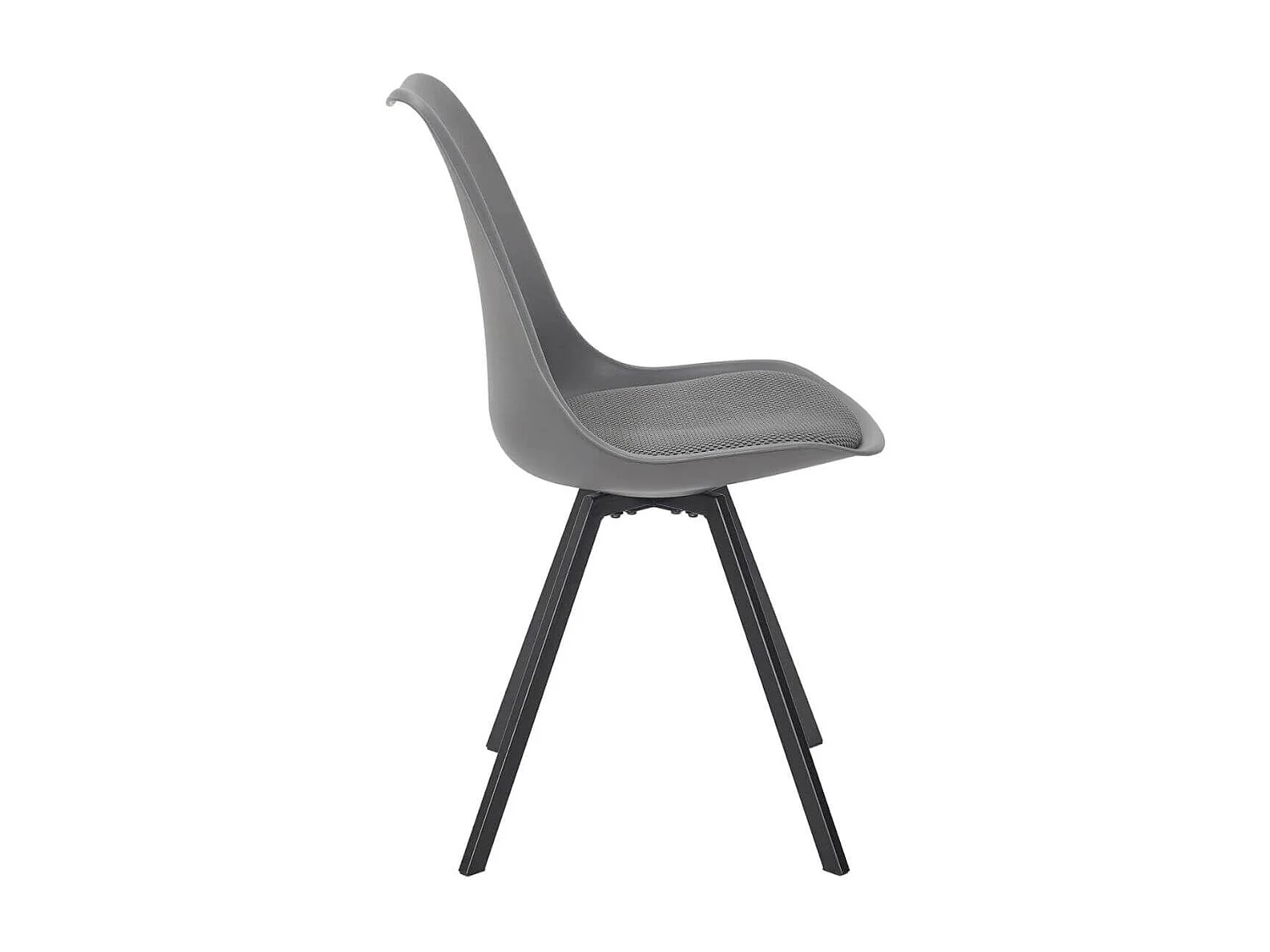 Lot de 2 chaises coque plastique et coussin en tissu texturé maille 3D gris - ELECTRON