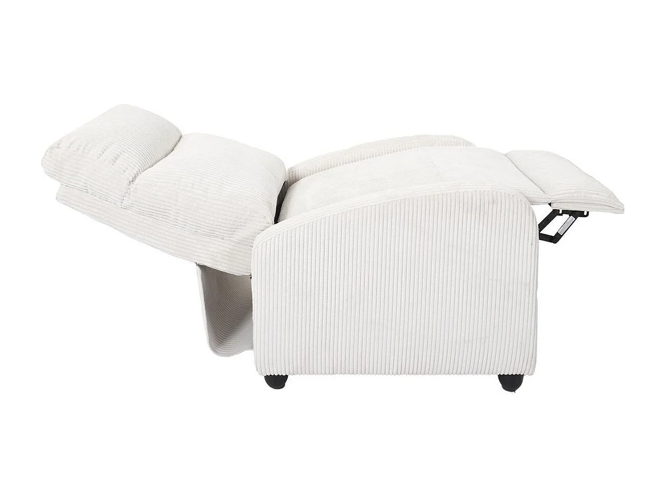 Fauteuil relax manuel en tissu côtelé écru - AMORY