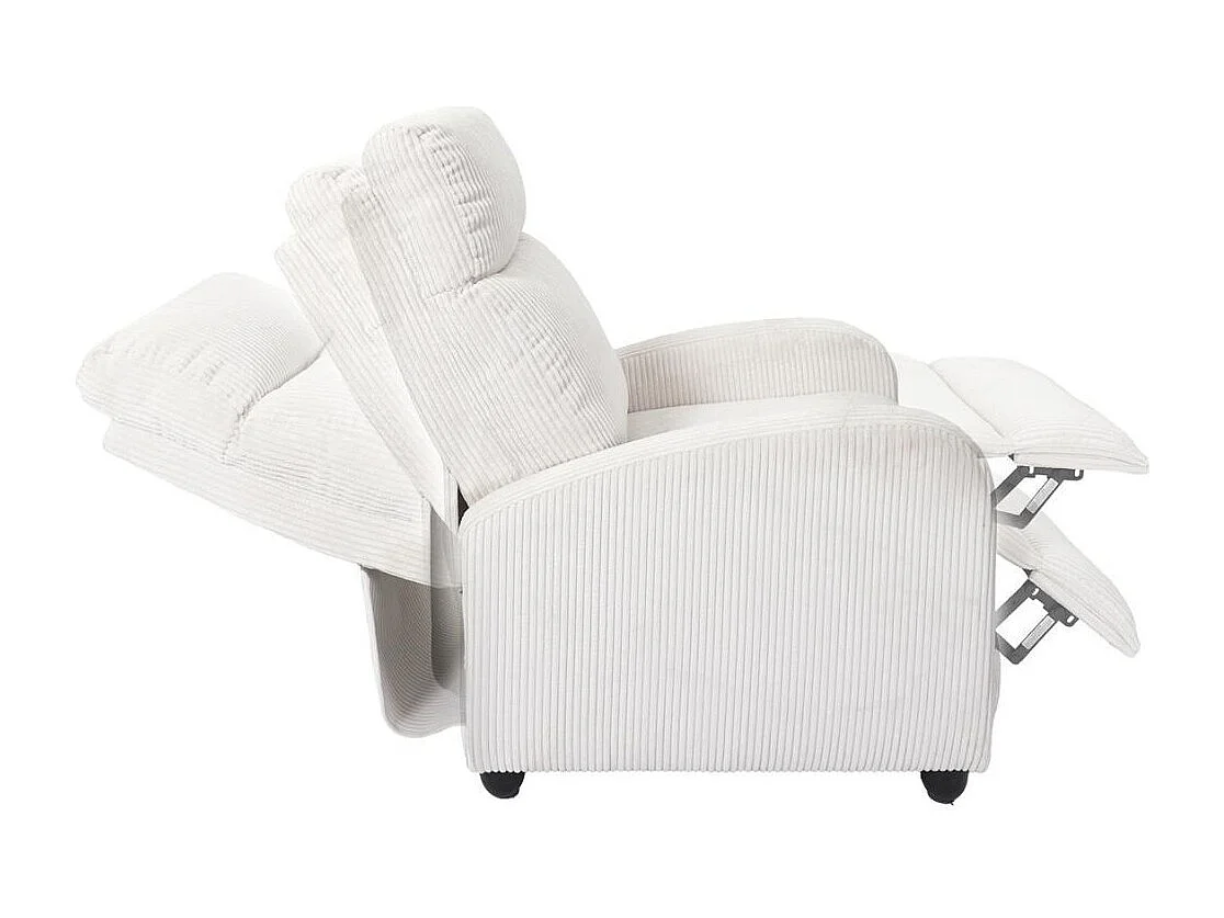 Fauteuil relax manuel en tissu côtelé écru - AMORY