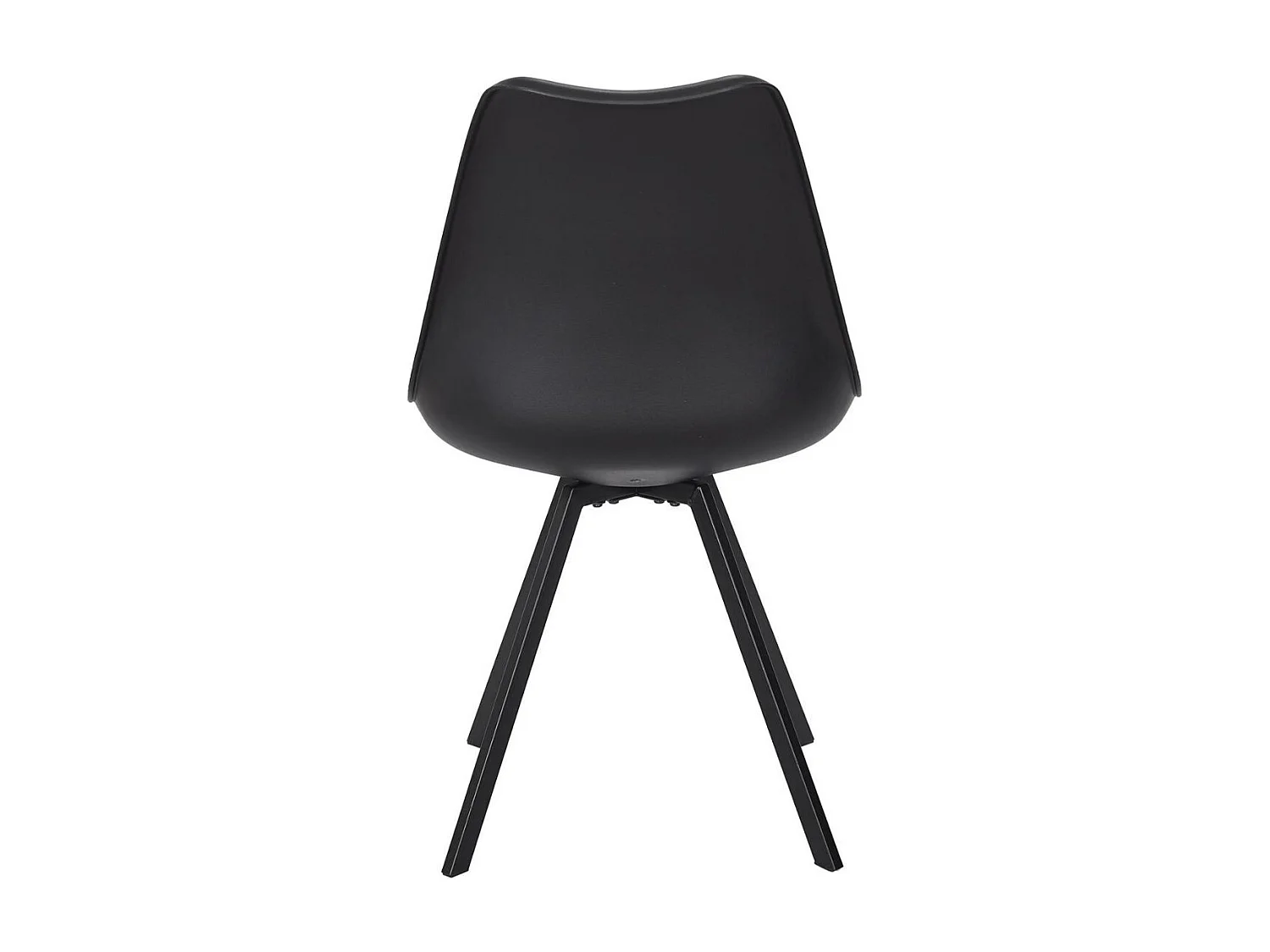 Lot de 4 chaises coque plastique et coussin en tissu texturé maille 3D noir - ELECTRON