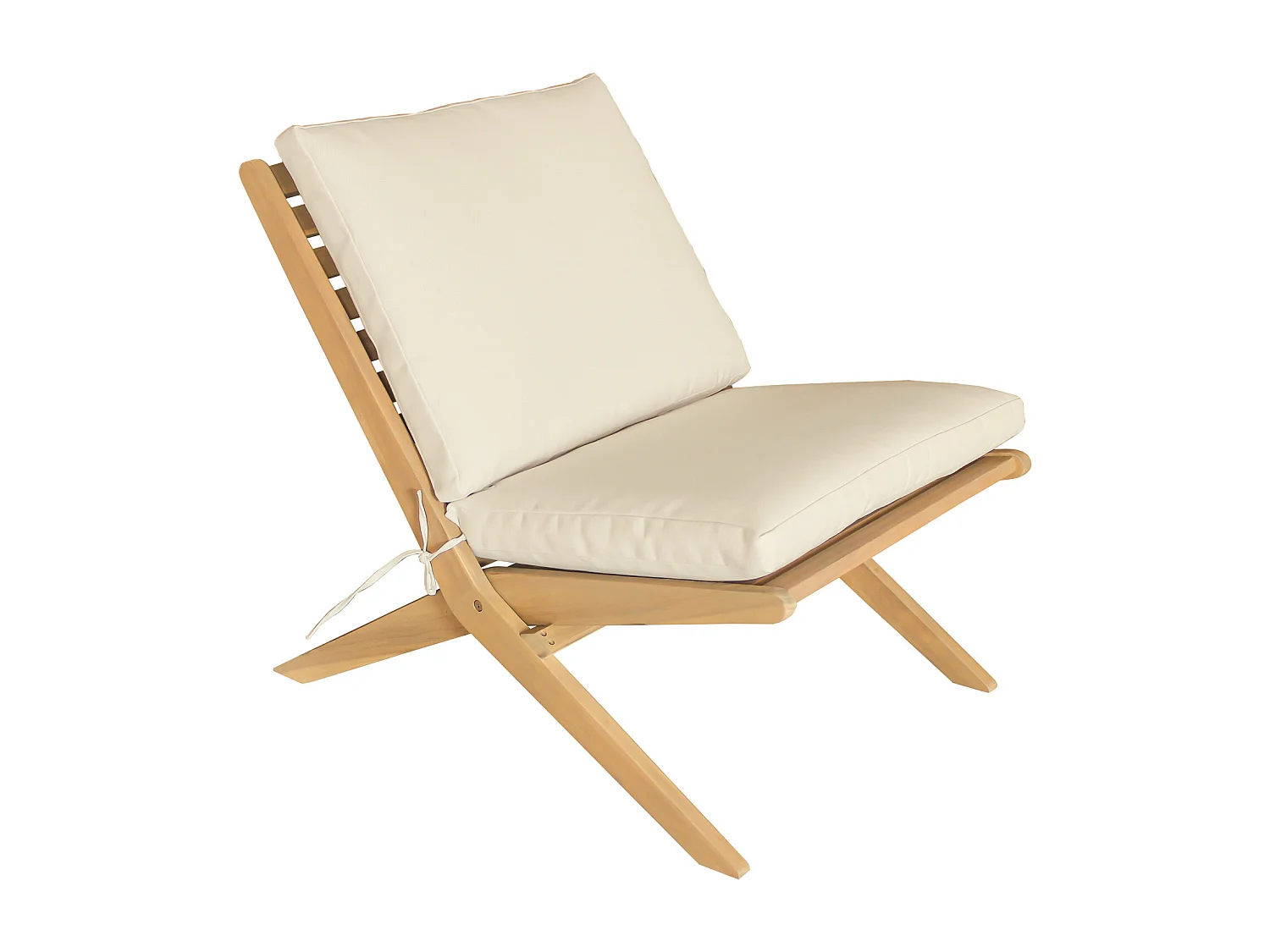 Fauteuil pliant en acacia et coussins beige FARO - HAPPY GARDEN