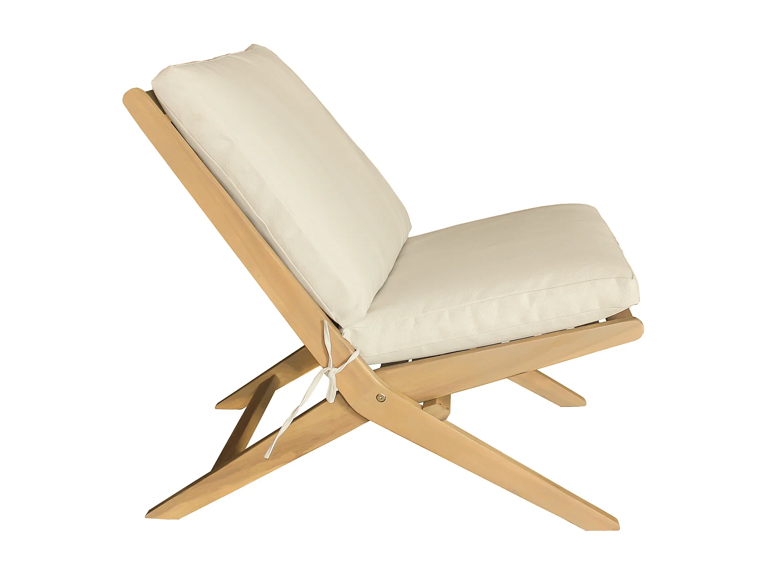 Fauteuil pliant en acacia et coussins beige FARO - HAPPY GARDEN