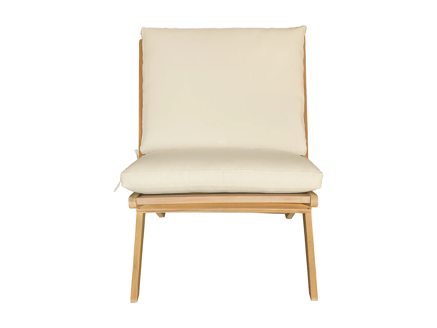 Fauteuil pliant en acacia et coussins beige FARO - HAPPY GARDEN