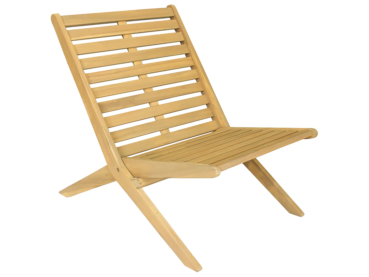 Fauteuil pliant en acacia massif et coussins beige FARO - HAPPY GARDEN