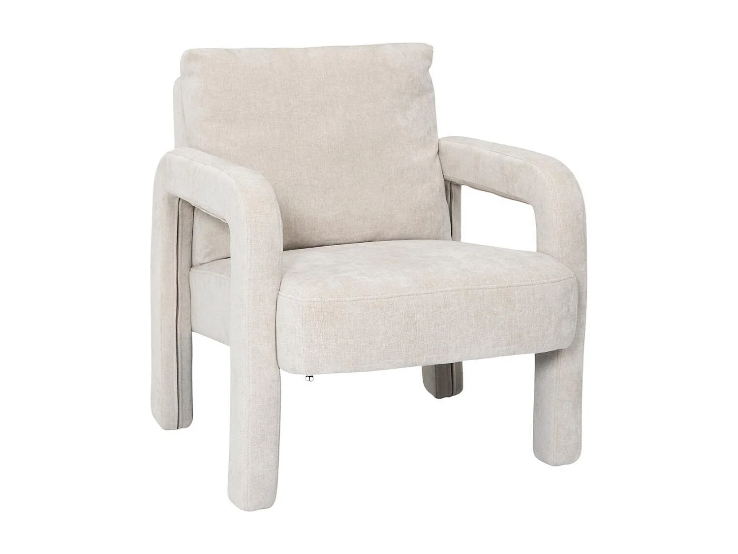Fauteuil rembourré et tissu toucher doux beige - STUBBY
