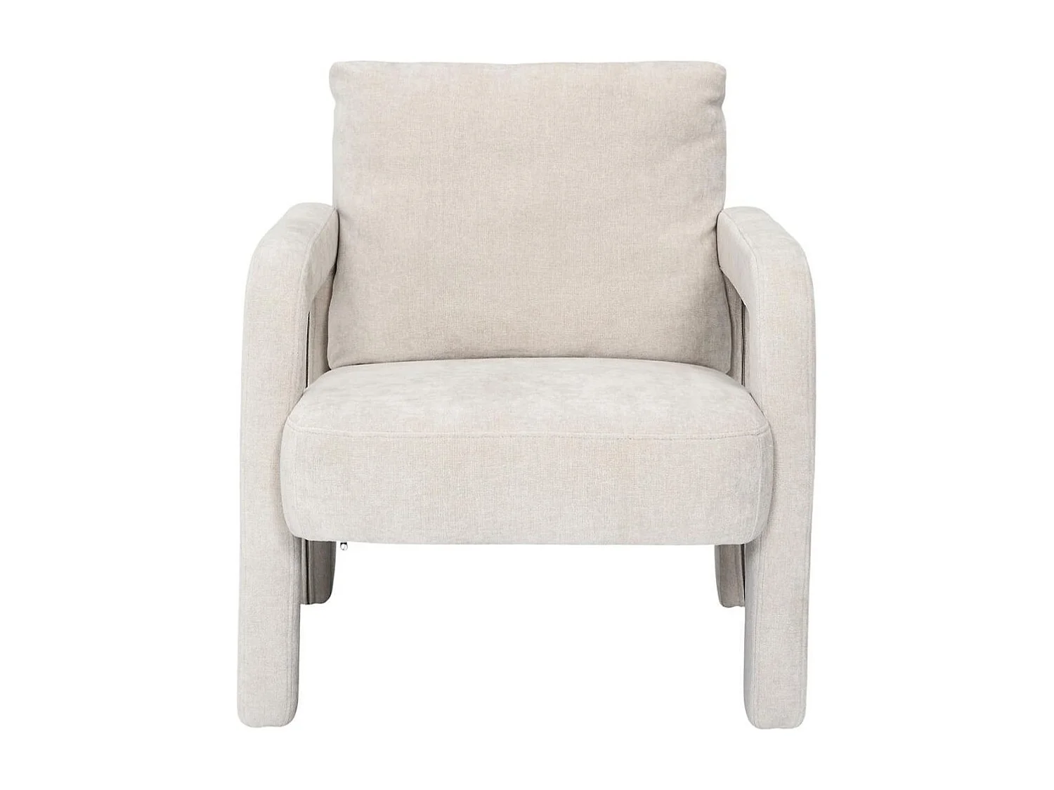 Fauteuil rembourré et tissu toucher doux beige - STUBBY