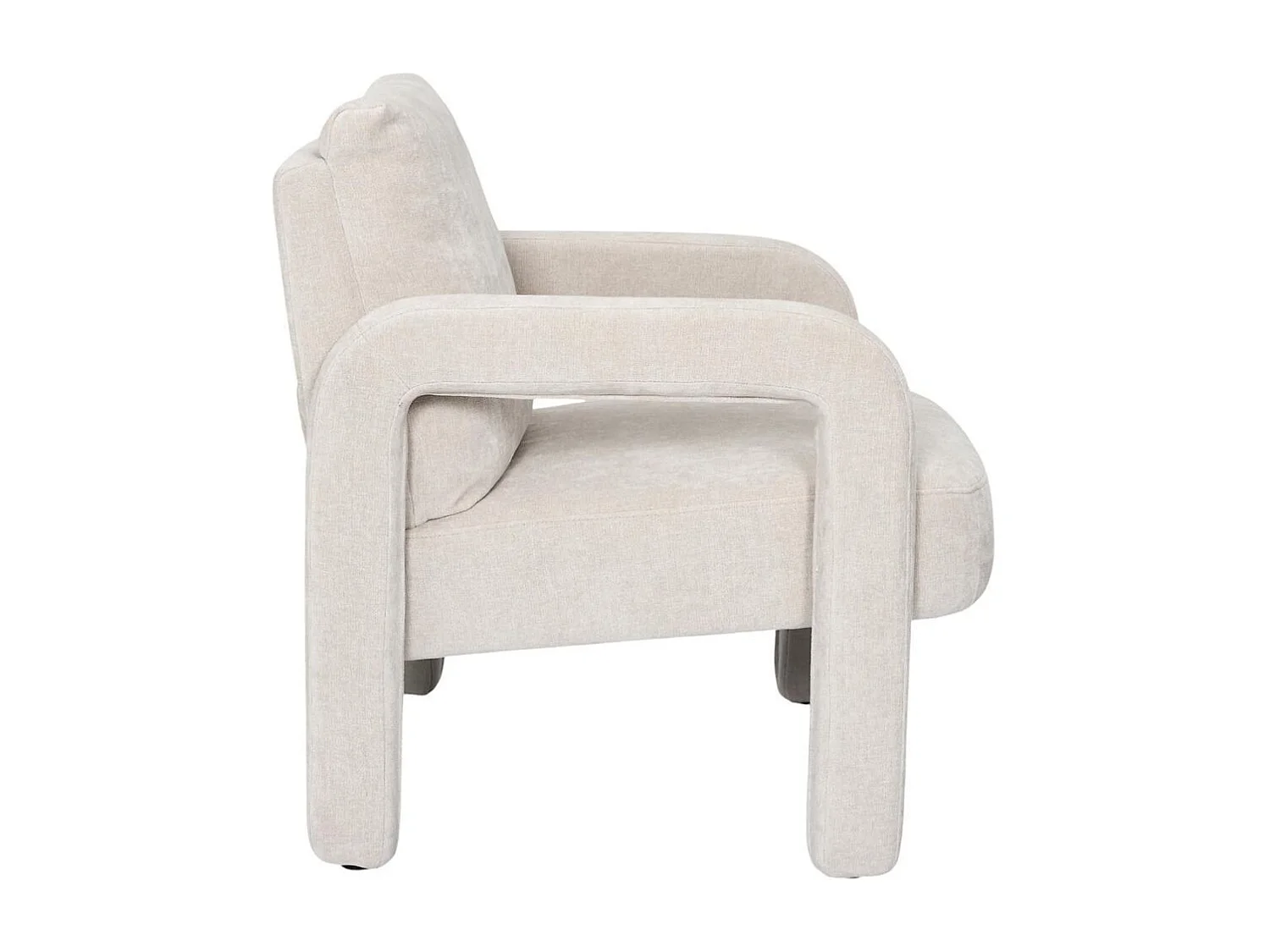 Fauteuil rembourré et tissu toucher doux beige - STUBBY