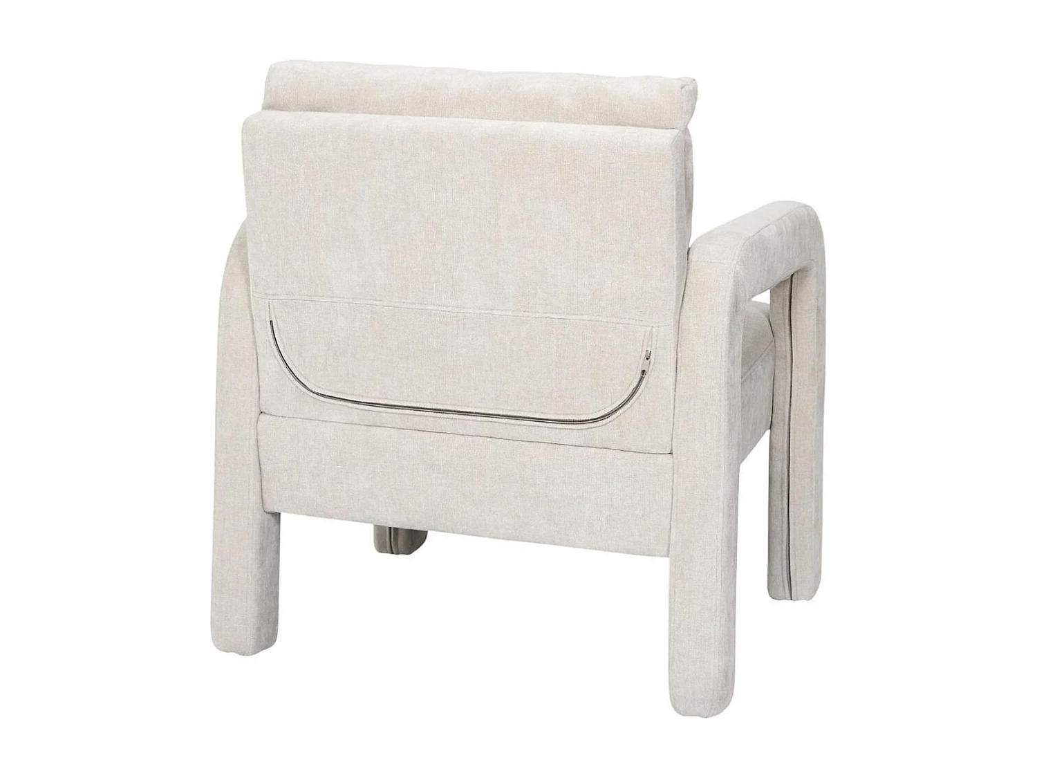 Fauteuil rembourré et tissu toucher doux beige - STUBBY
