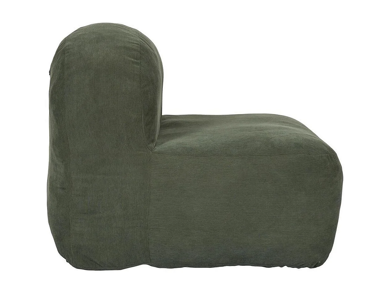 Chauffeuse lounge en mousse et tissu velours vert - GRANT
