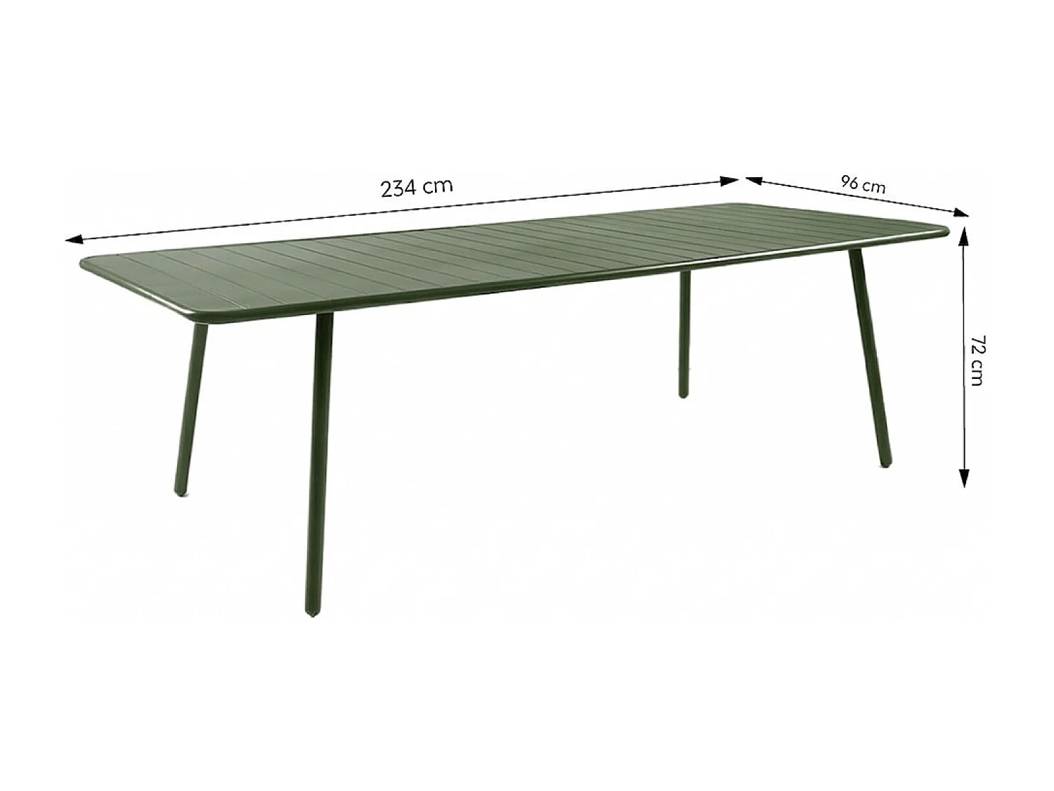 Ensemble table de jardin 234 cm et 10 chaises vert BERGAME