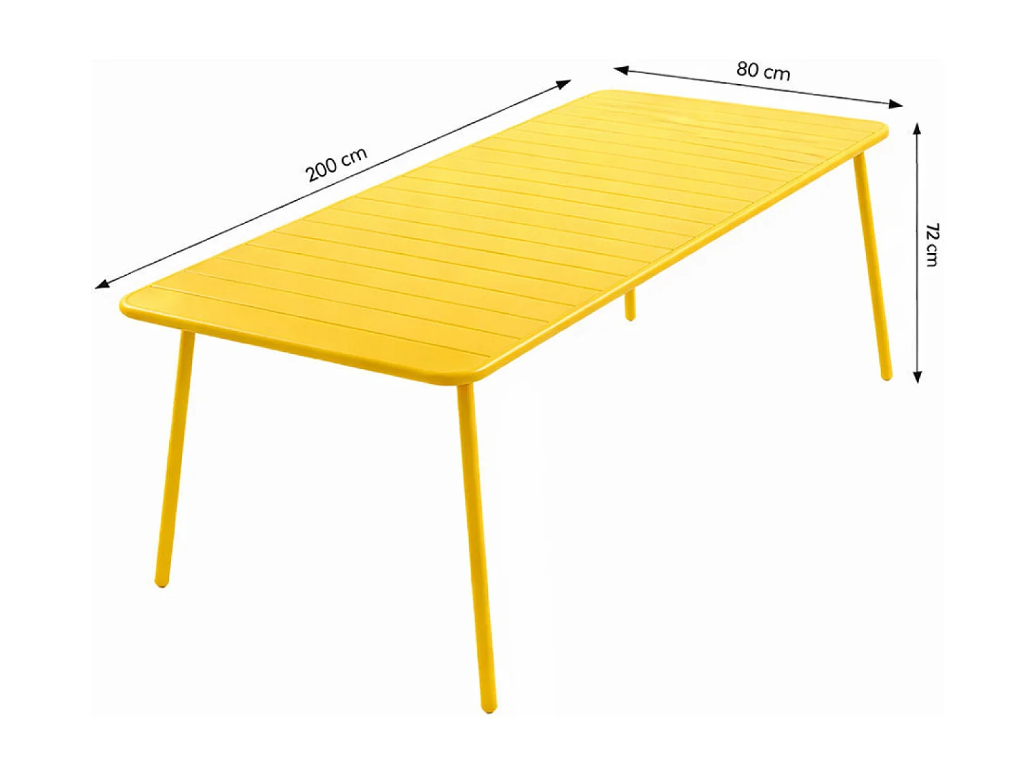 Ensemble table de jardin 200 cm et 8 chaises jaune BERGAME
