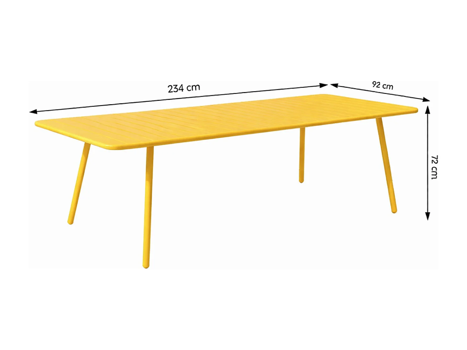Ensemble table de jardin 234 cm et 10 chaises jaune BERGAME