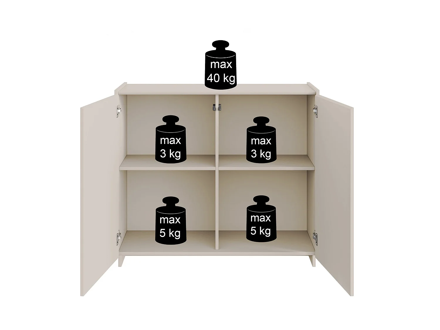 Buffet 2 portes – Gris cachemire – 103 cm – MAGRO