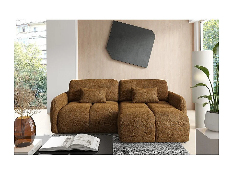 Canapé d’angle convertible 4 places TIARA en tissu texturé - 250 cm