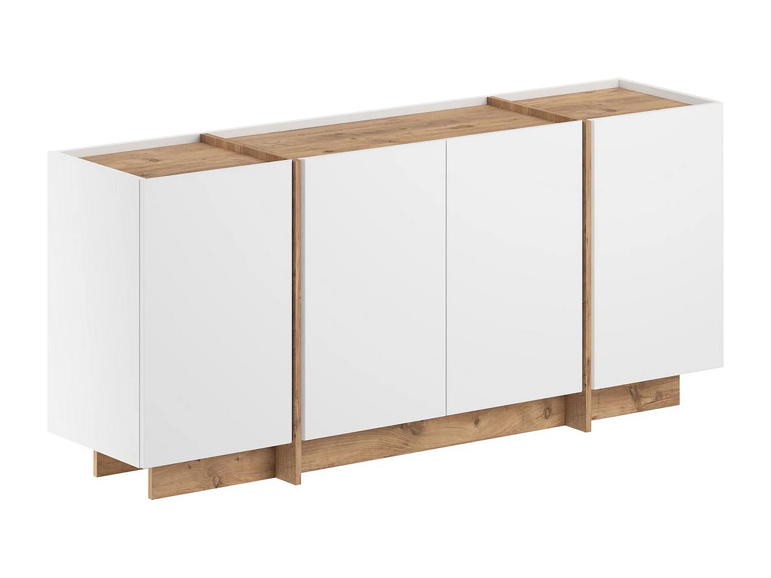 Buffet en bois "Dorma" - 180 x 45 x 80 cm - Blanc / Pin Atlantique