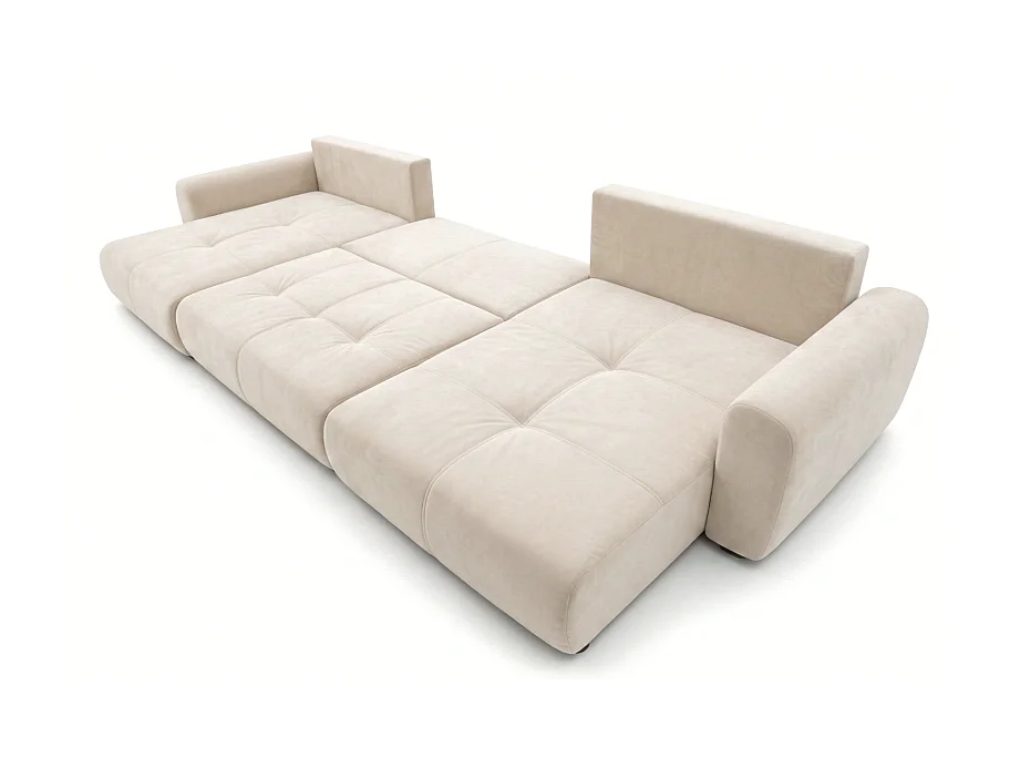 Canapé d’angle panoramique convertible Binigia U XL 6 places – Tissu velours - 380 cm