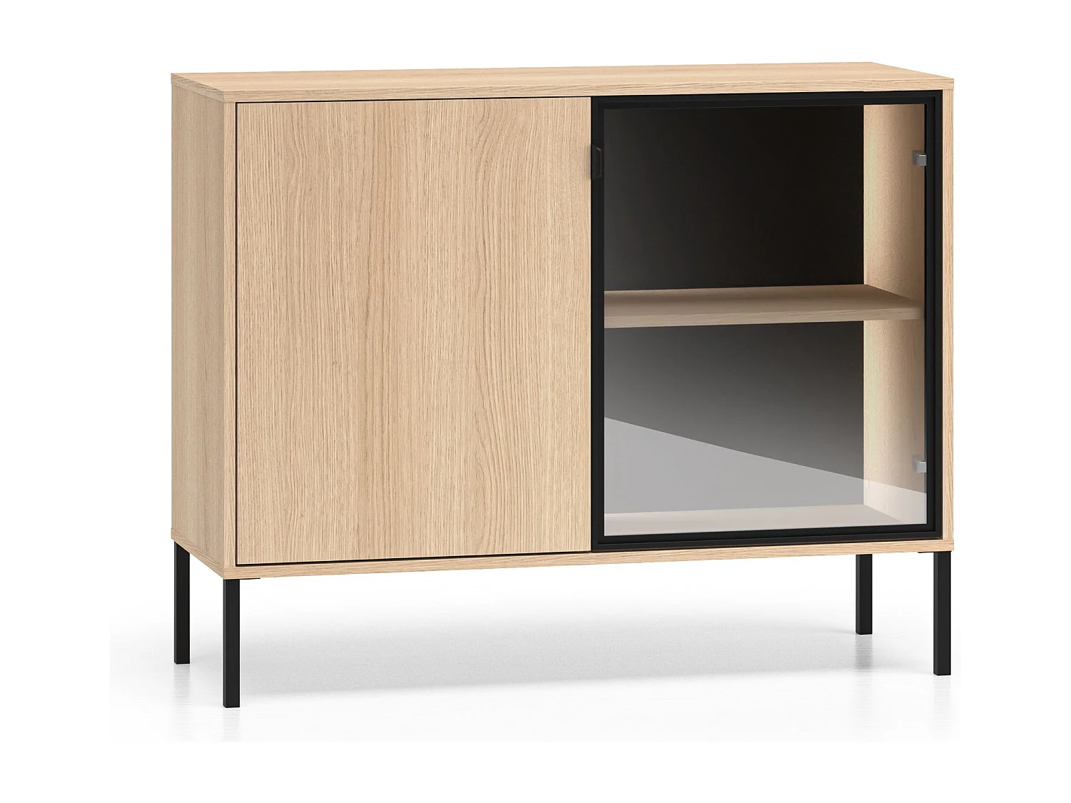 Dressoir 2-deurs - Lindberg eiken - 107 cm - BARNEE