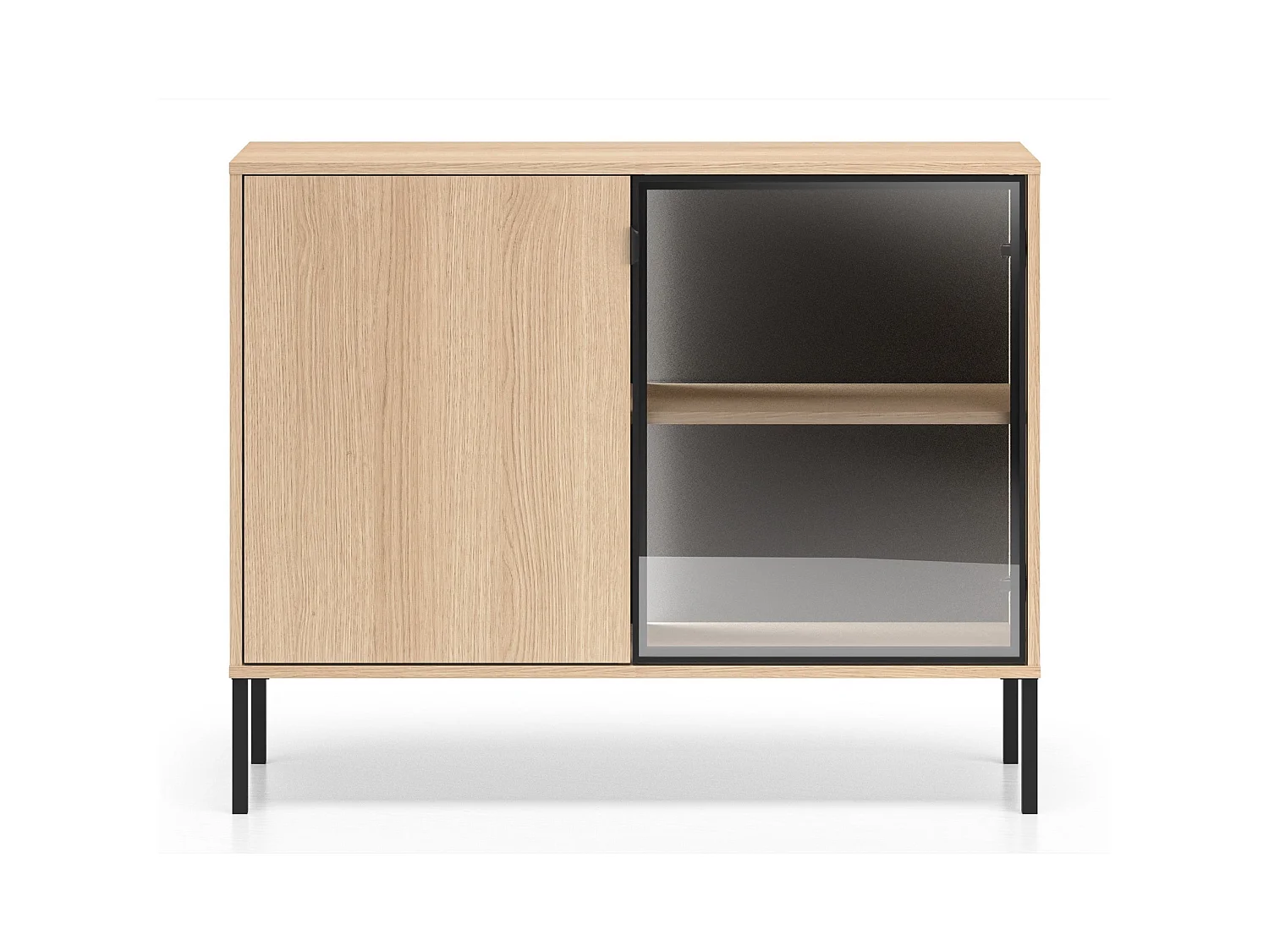 Buffet 2 portes avec LED – chêne – 107 cm – BARNEE